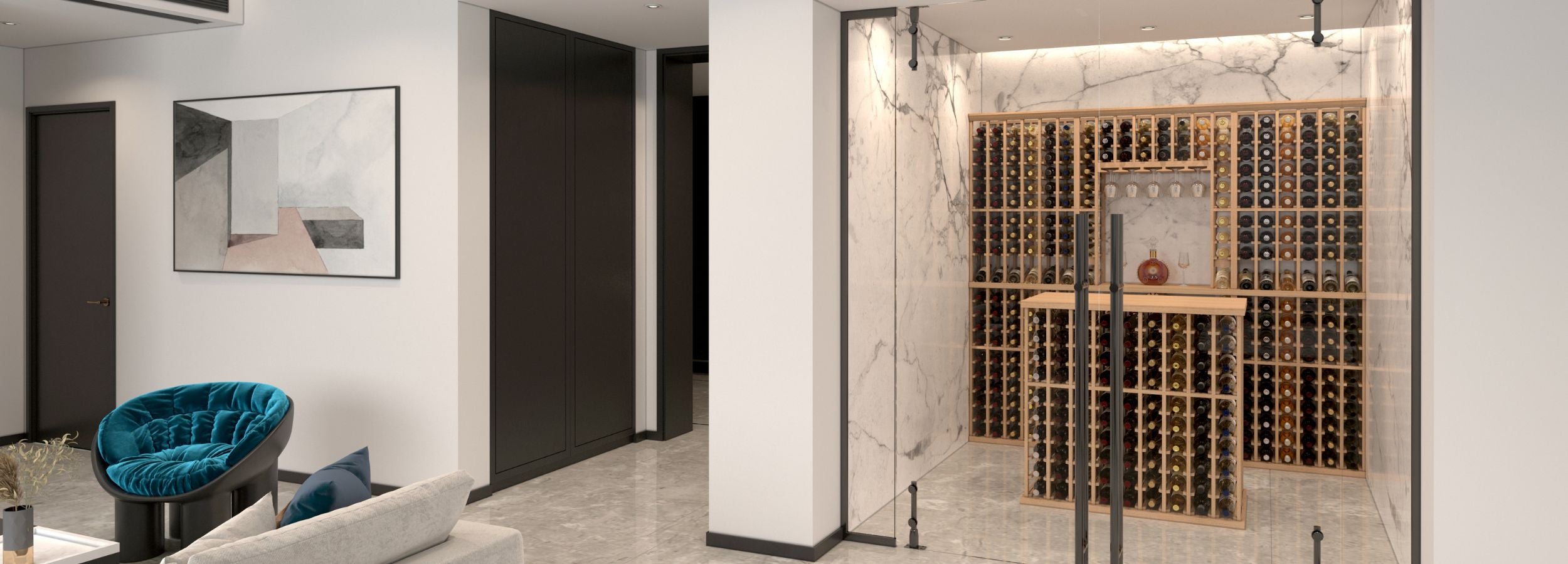 how to organize a wine cellar - wine cellar display ideas