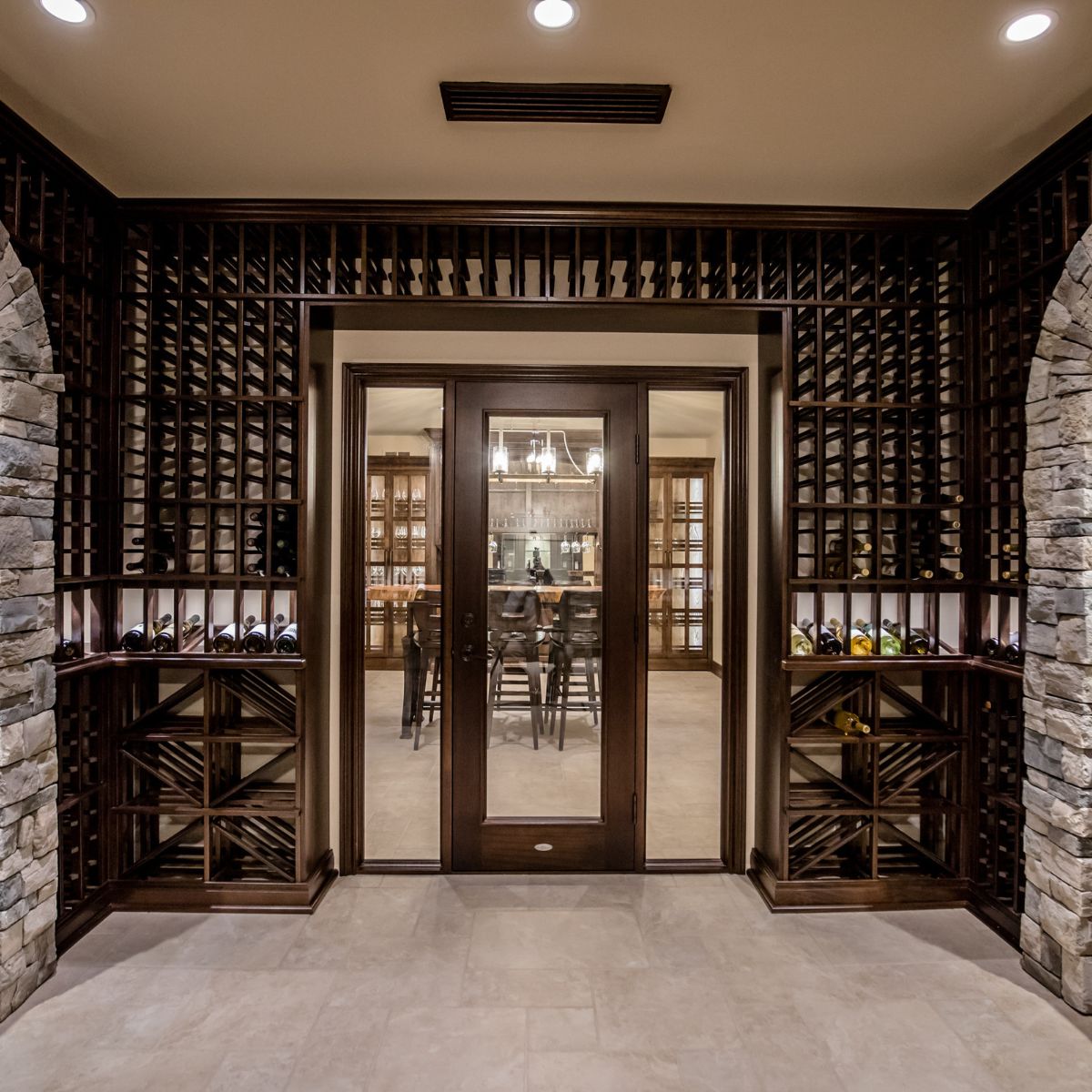 Wine Cellar Glass Doors Design - Spiral Cellar by Genuwine Cellars