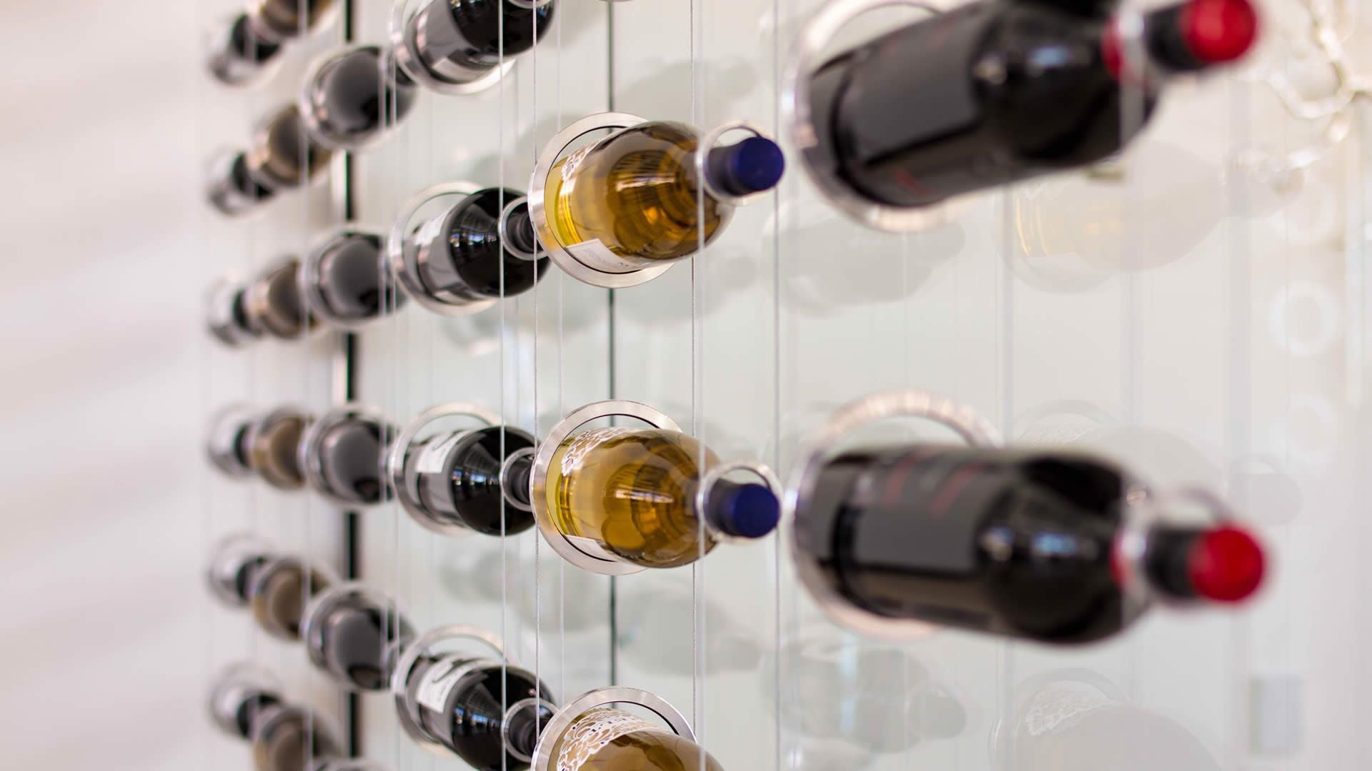 modern cable floating wine racks in silver - Genuwine Cellars Reserve
