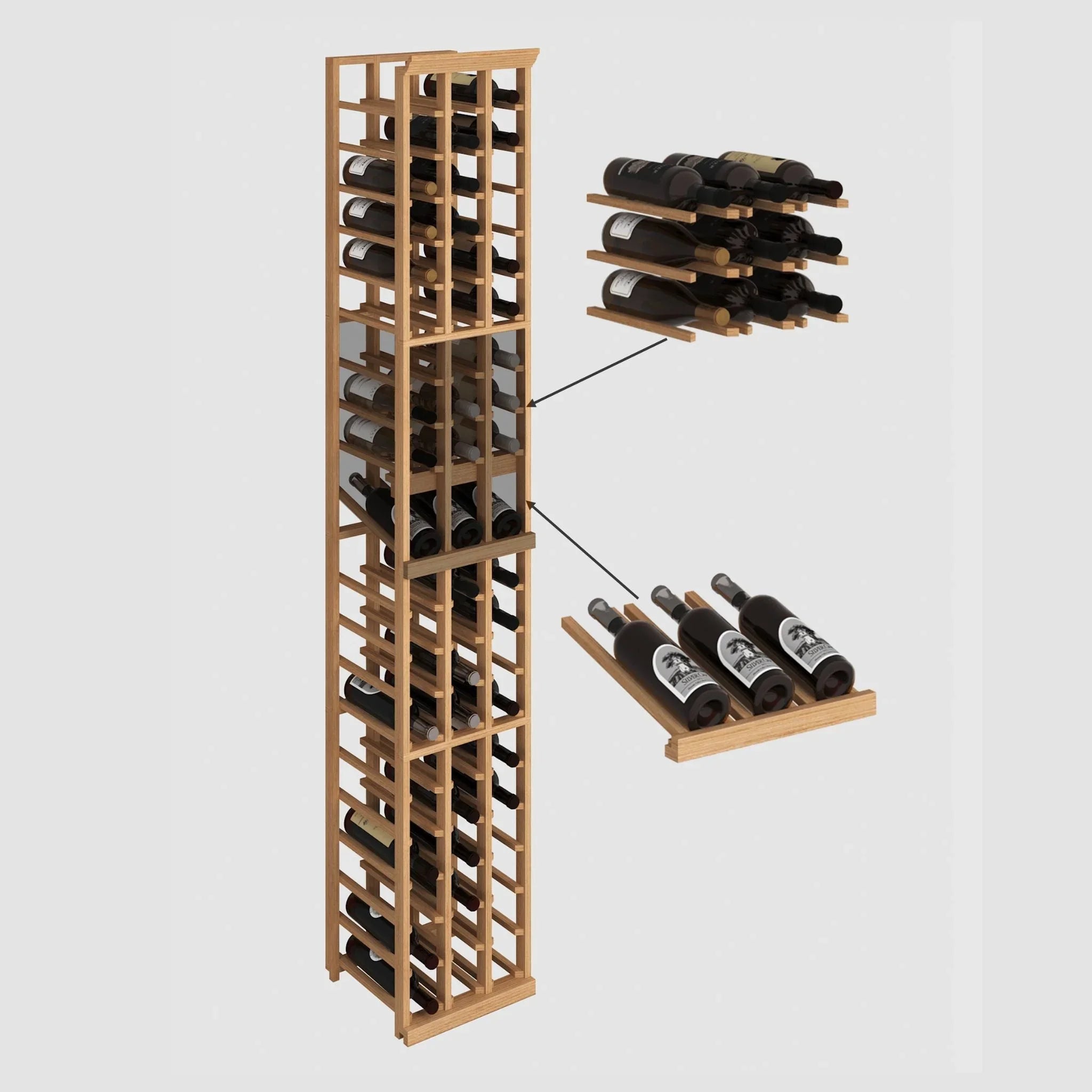 Elite Kit Rack Column Modular Wine Rack 60 / Mahogany-120 / Mahogany-180 / Mahogany Genuwine Cellars Reserve