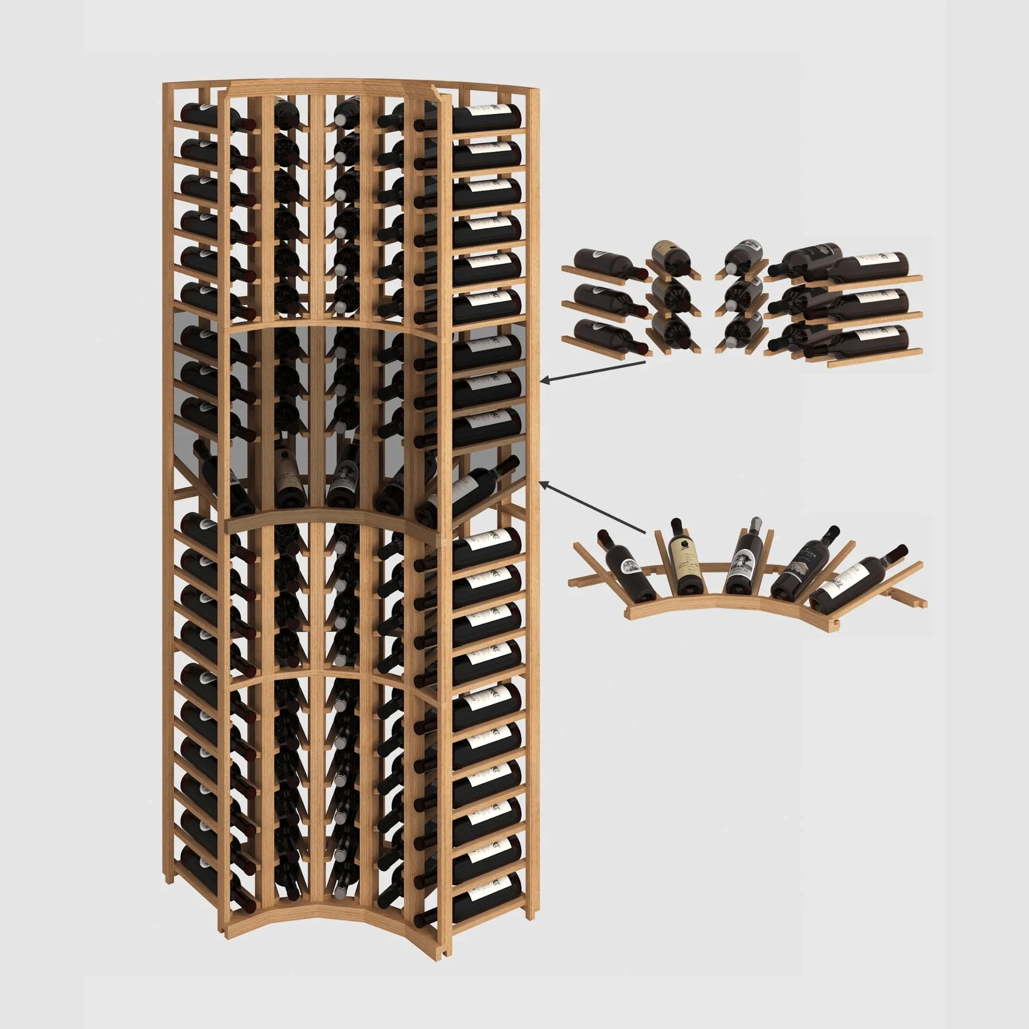 Elite Kit Rack Curved-Corner Modular Wine Rack Mahogany / 100 Genuwine Cellars Reserve