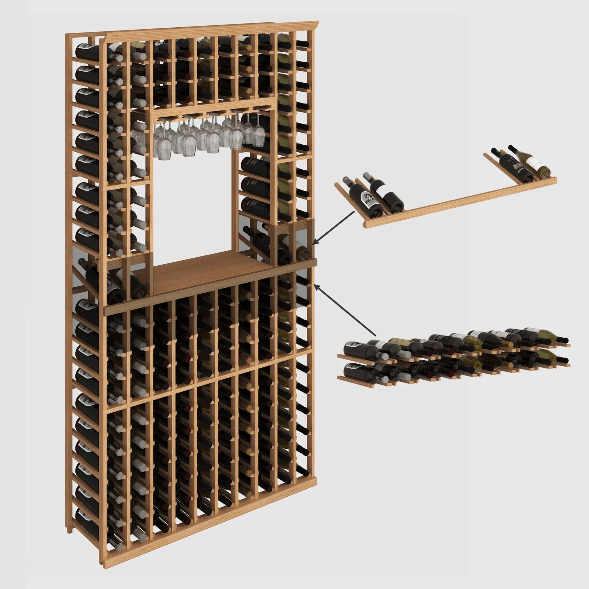 Elite Kit Rack Tasting Display Modular Wine Rack Mahogany / 158 Genuwine Cellars Reserve
