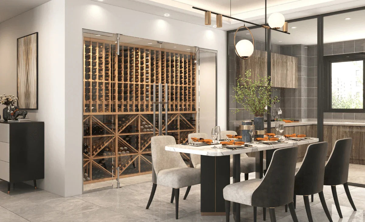 Elite Kit Rack 8-Column & Diamond Bin Modular Wine Rack Mahogany / 178 Genuwine Cellars Reserve
