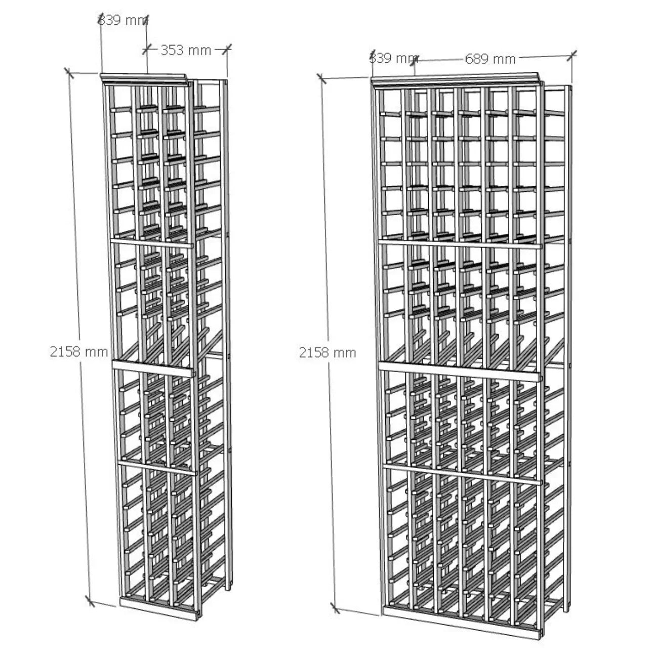 Elite Kit Rack Column Modular Wine Rack 60 / Mahogany-120 / Mahogany-180 / Mahogany Genuwine Cellars Reserve