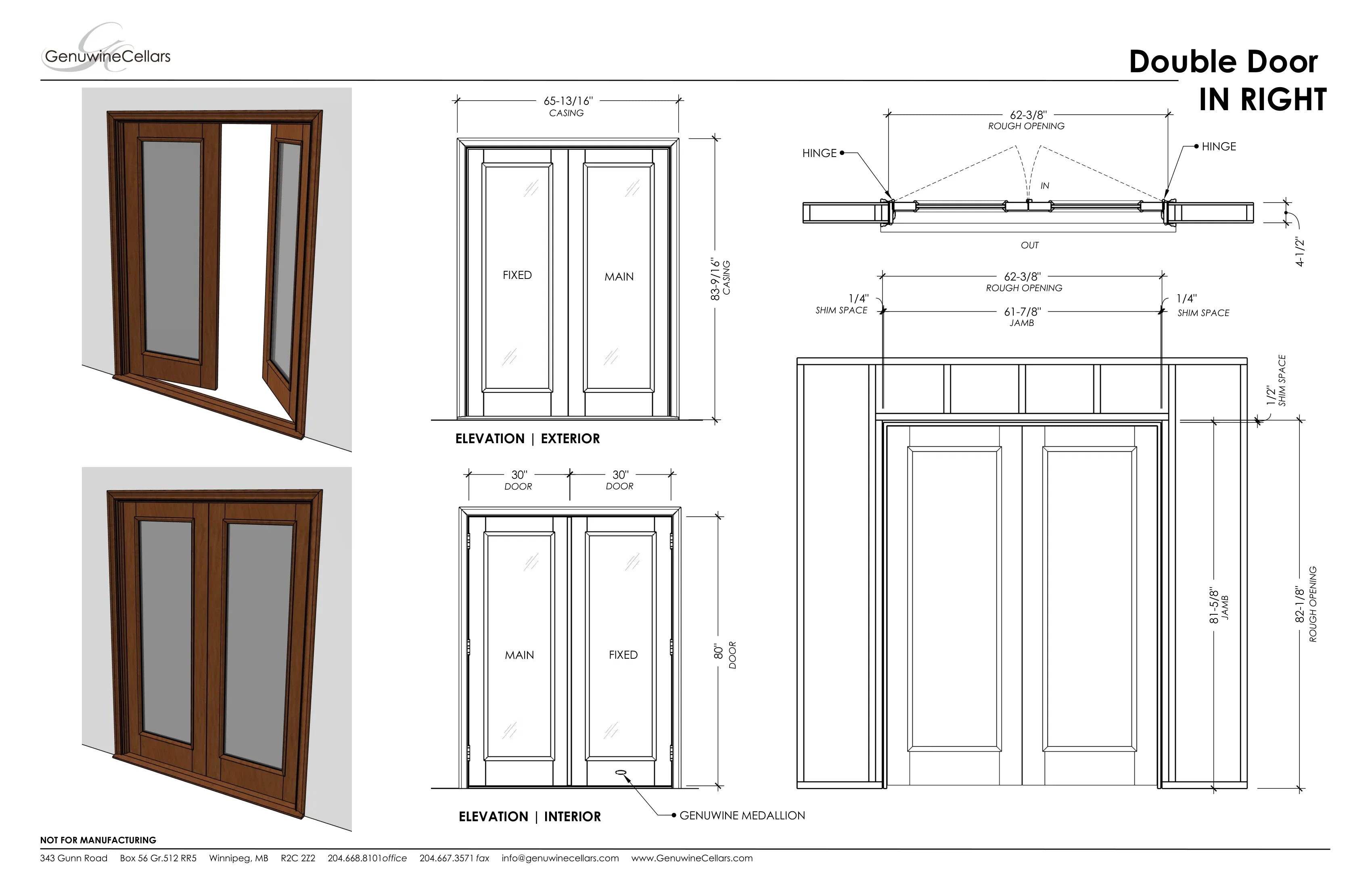 Full Glass Double Wine Cellar Doors Cherry with Lacquer / IN / LEFT-Cherry with Lacquer / IN / RIGHT-Cherry with Lacquer / OUT / LEFT-Cherry with Lacquer / OUT / RIGHT-Cherry NO Lacquer / IN / LEFT Genuwine Cellars Reserve