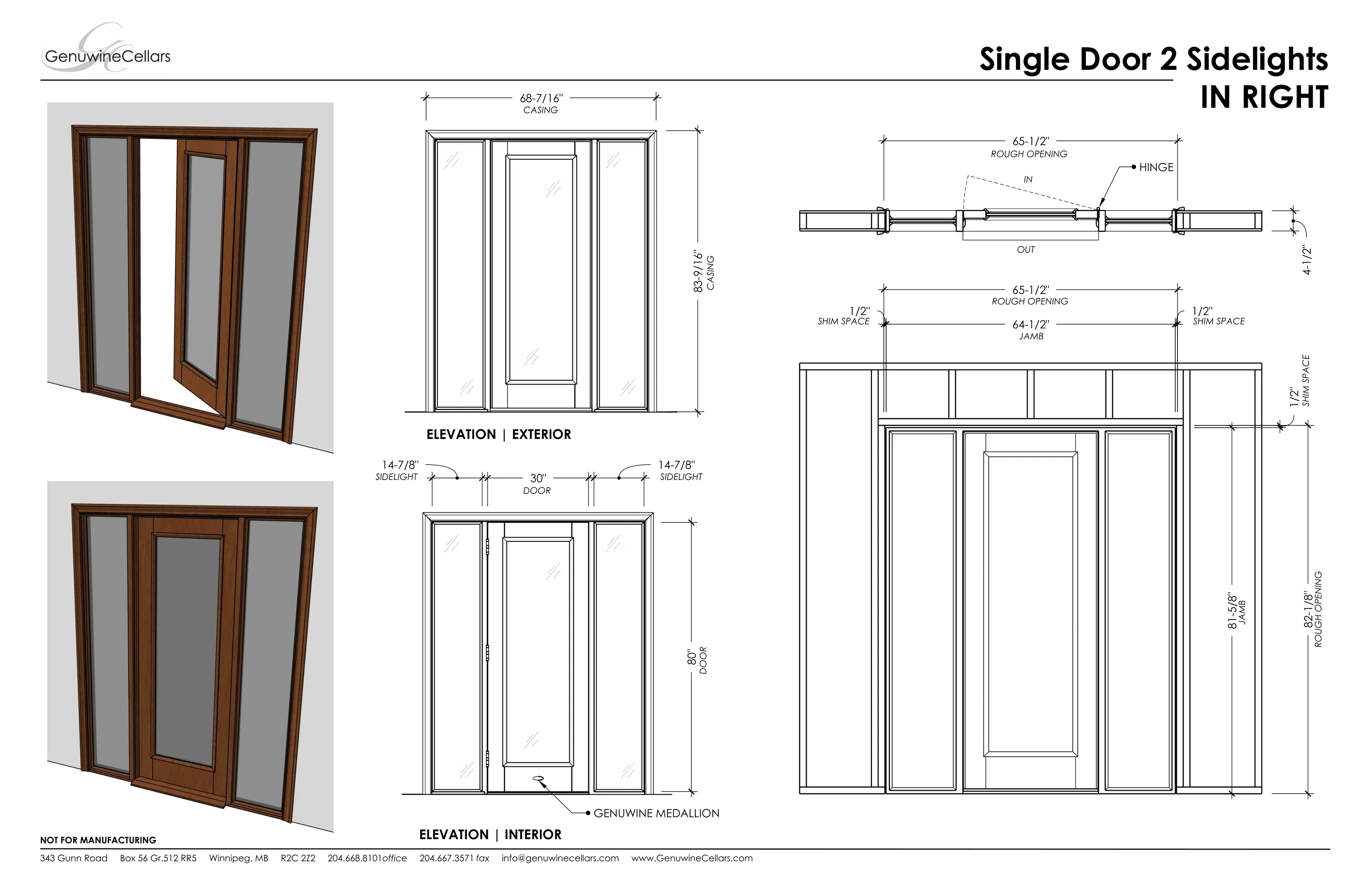 Full Glass Single Cellar Door, 2 Sidelights Cherry with Lacquer / IN / LEFT-Cherry with Lacquer / IN / RIGHT-Cherry with Lacquer / OUT / LEFT-Cherry with Lacquer / OUT / RIGHT-Cherry NO Lacquer / IN / LEFT Genuwine Cellars Reserve