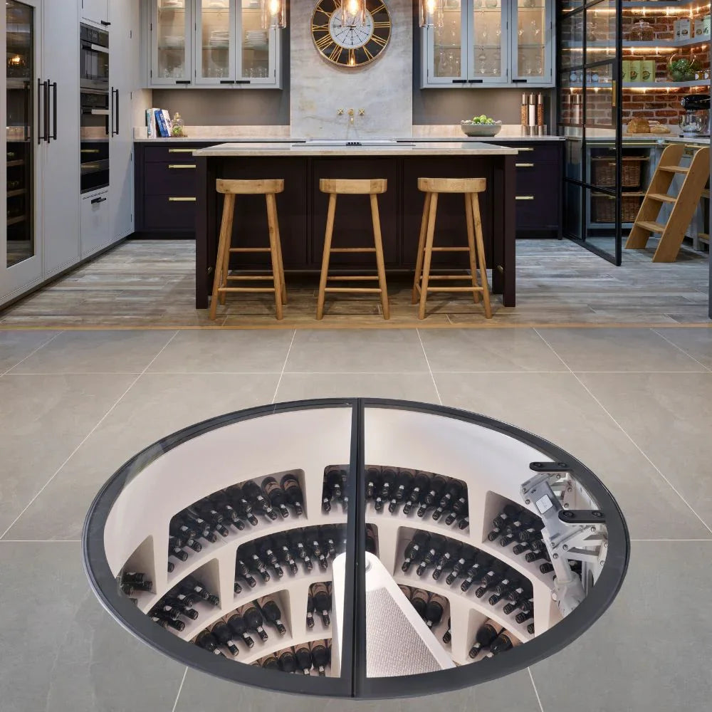 Hinged Round Spiral Cellar Glass Door Default Title Genuwine Cellars Reserve
