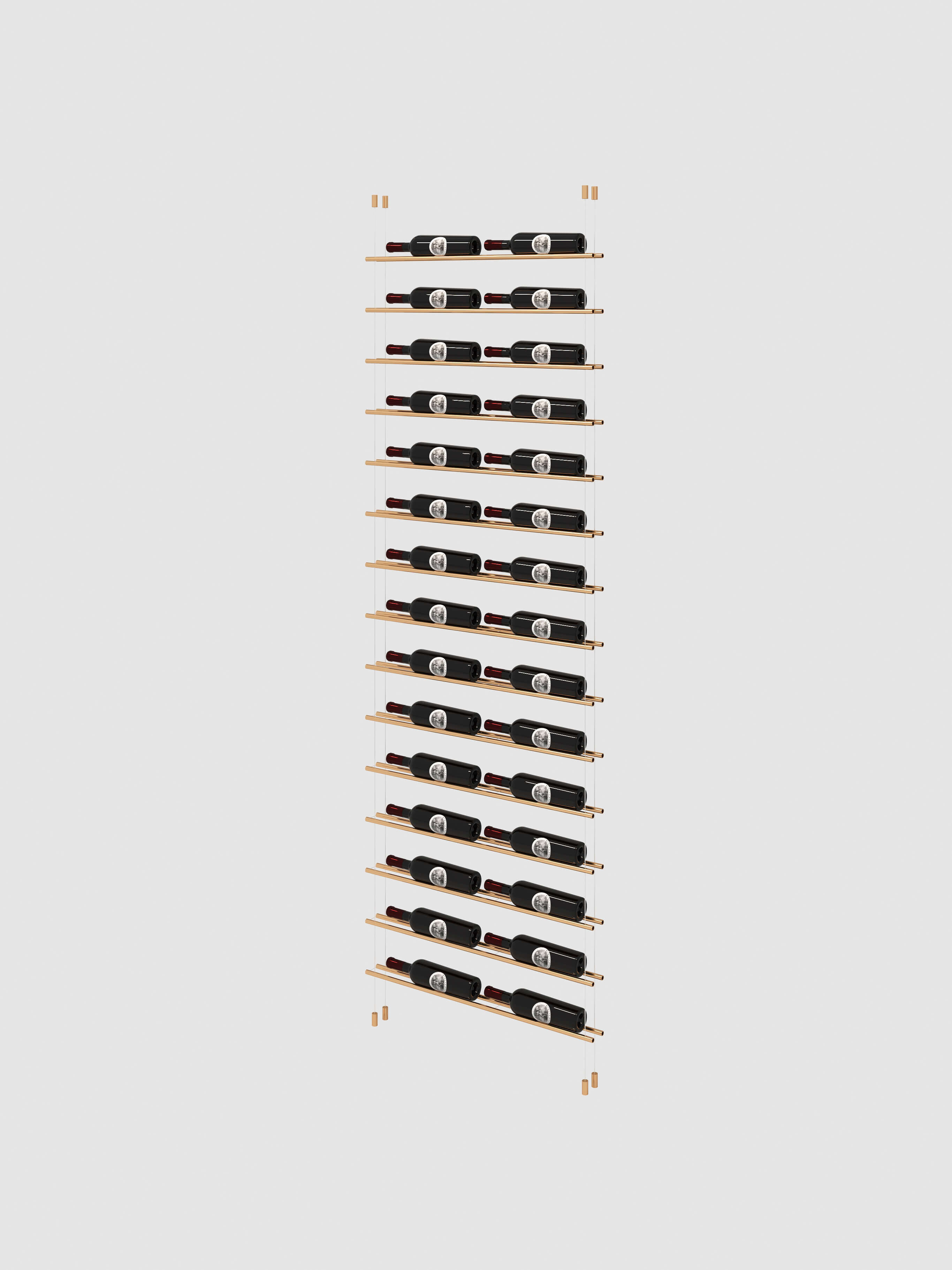 Label Line Gold Double Bottle Width floating wine rack