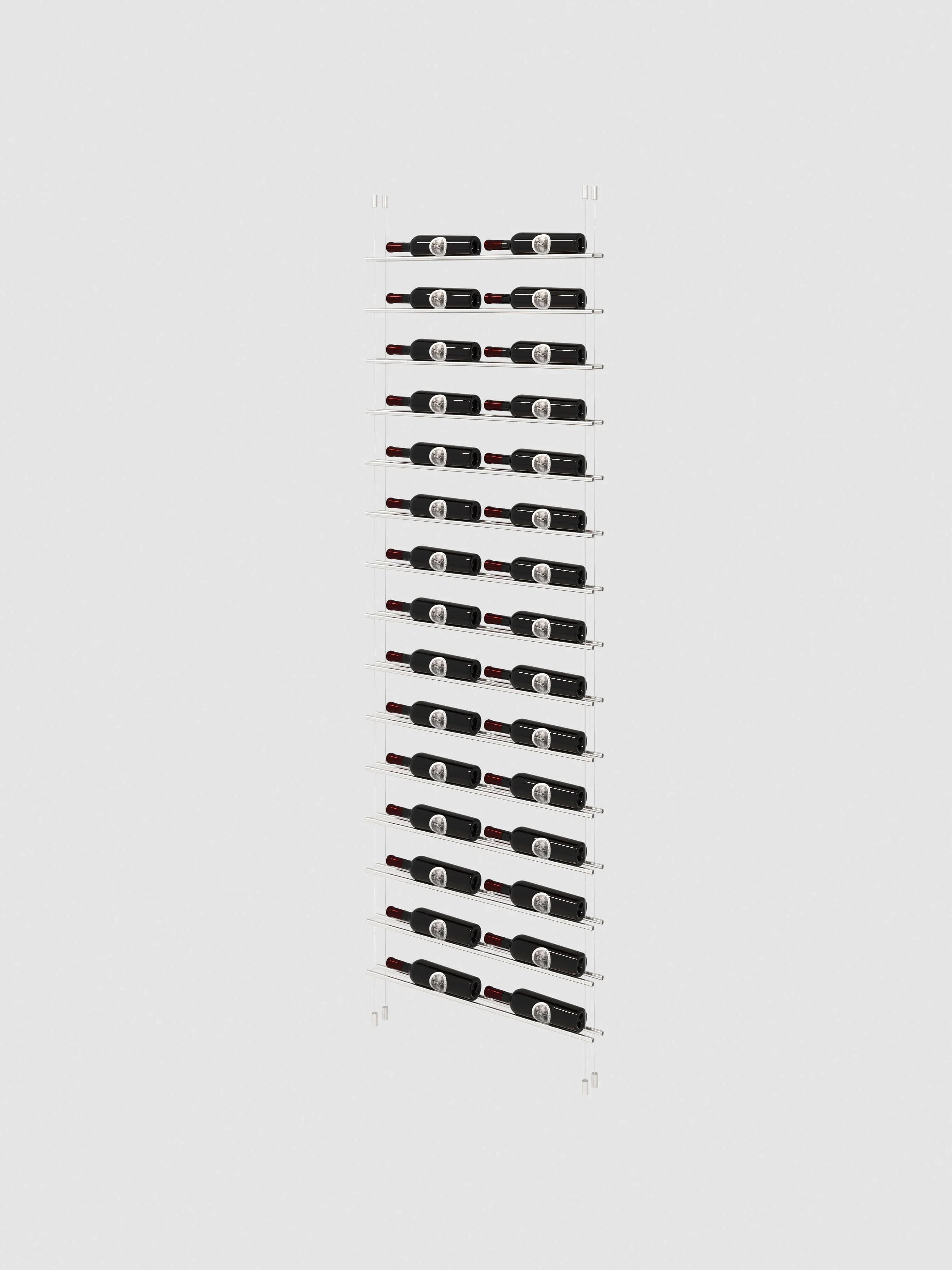 Label Line Cable Wine Display - Double Bottle Width Silver / Single Bottle Depth / 6'-Silver / Single Bottle Depth / 6'6"-Silver / Single Bottle Depth / 7'-Silver / Single Bottle Depth / 7'6"-Silver / Single Bottle Depth / 8' Genuwine Cellars Reserve
