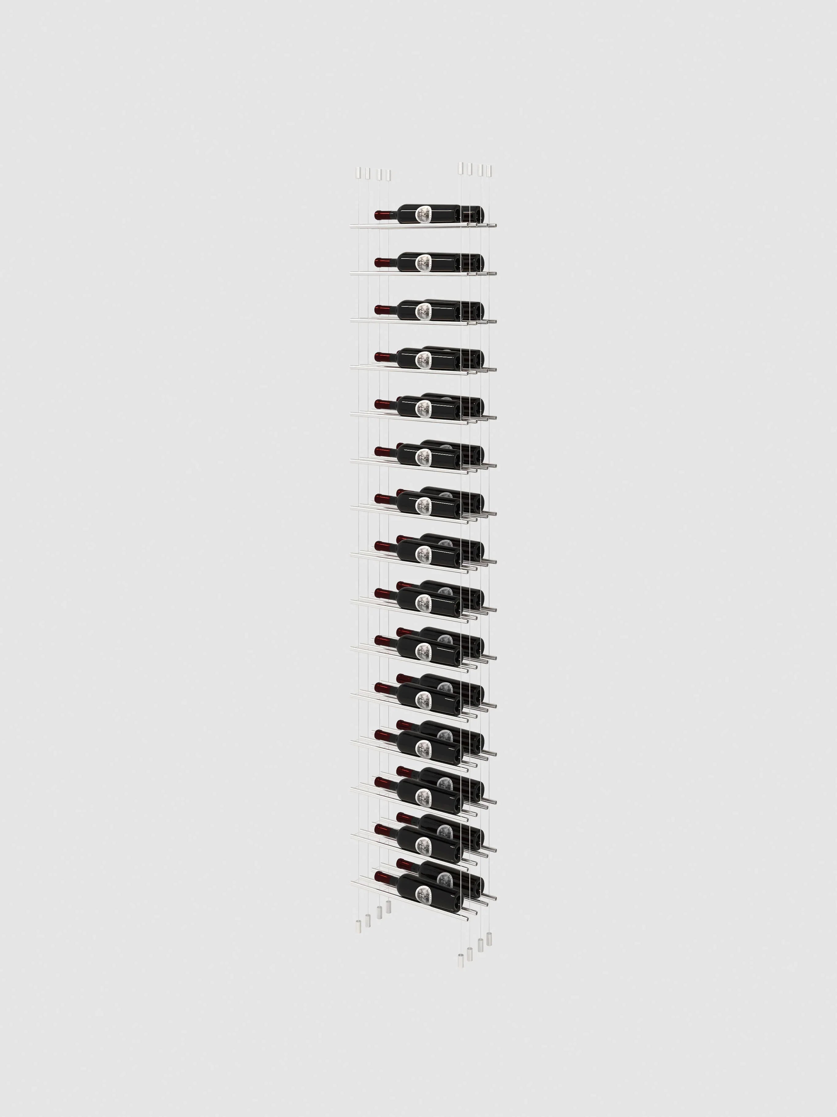 Label Line Cable Wine Display - Single Bottle Width Silver / Single Bottle Depth / 6'-Silver / Single Bottle Depth / 6'6"-Silver / Single Bottle Depth / 7'-Silver / Single Bottle Depth / 7'6"-Silver / Single Bottle Depth / 8' Genuwine Cellars Reserve