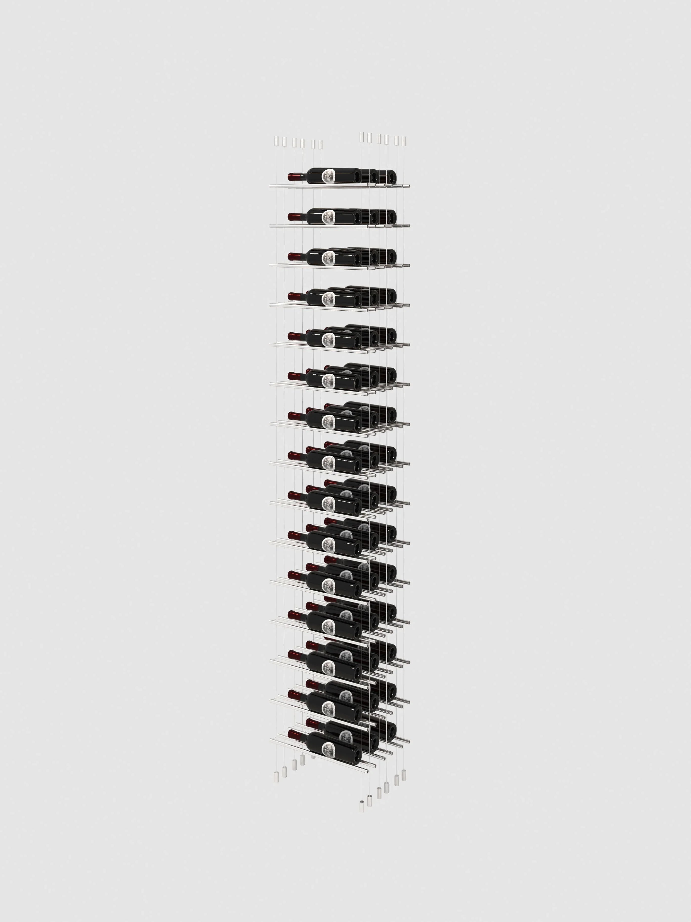 Label Line Cable Wine Display - Single Bottle Width Silver / Single Bottle Depth / 6'-Silver / Single Bottle Depth / 6'6"-Silver / Single Bottle Depth / 7'-Silver / Single Bottle Depth / 7'6"-Silver / Single Bottle Depth / 8' Genuwine Cellars Reserve