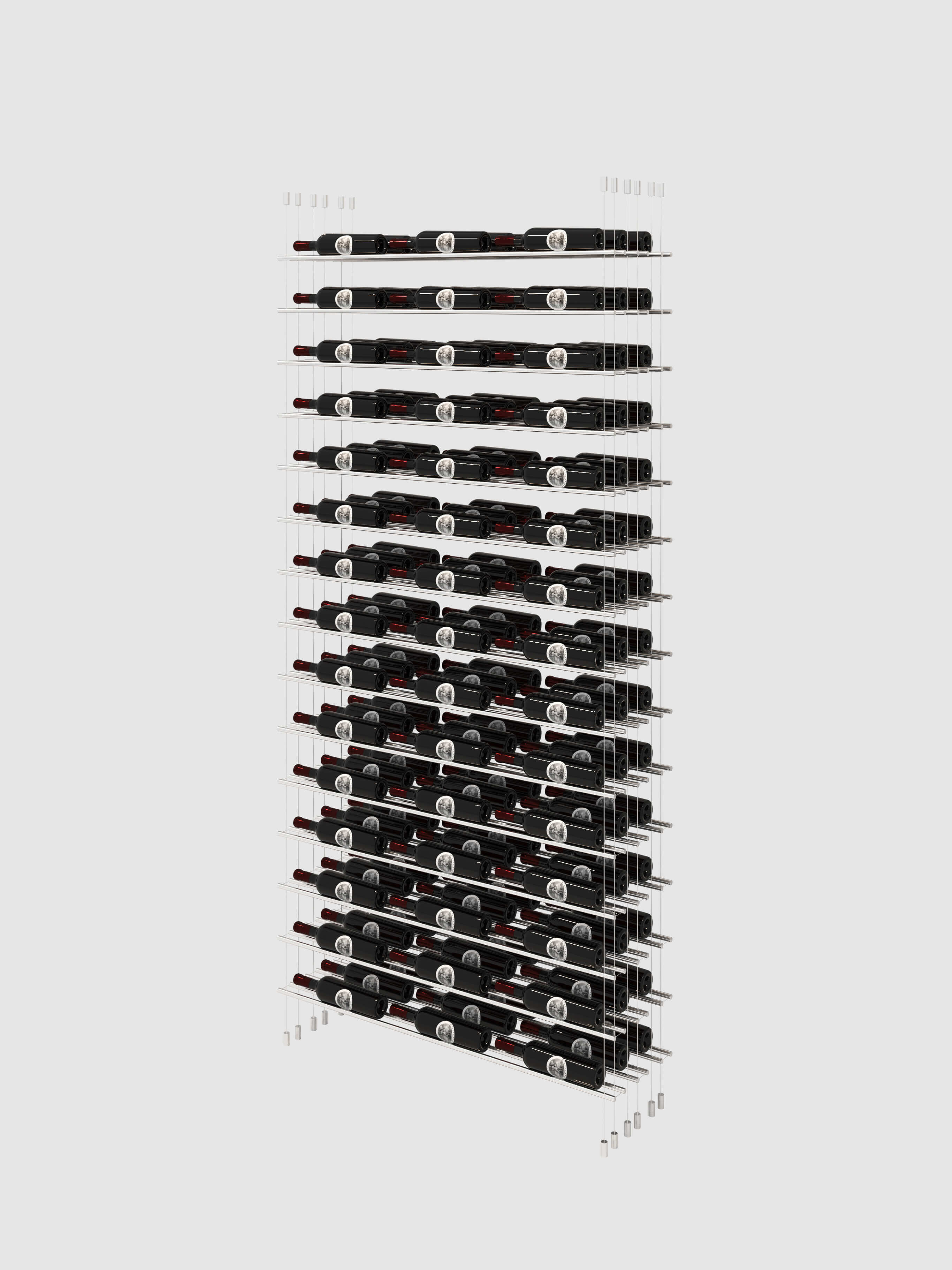 Label Line Silver Triple Bottle Width triple depth wine rack by Genuwine Cellars