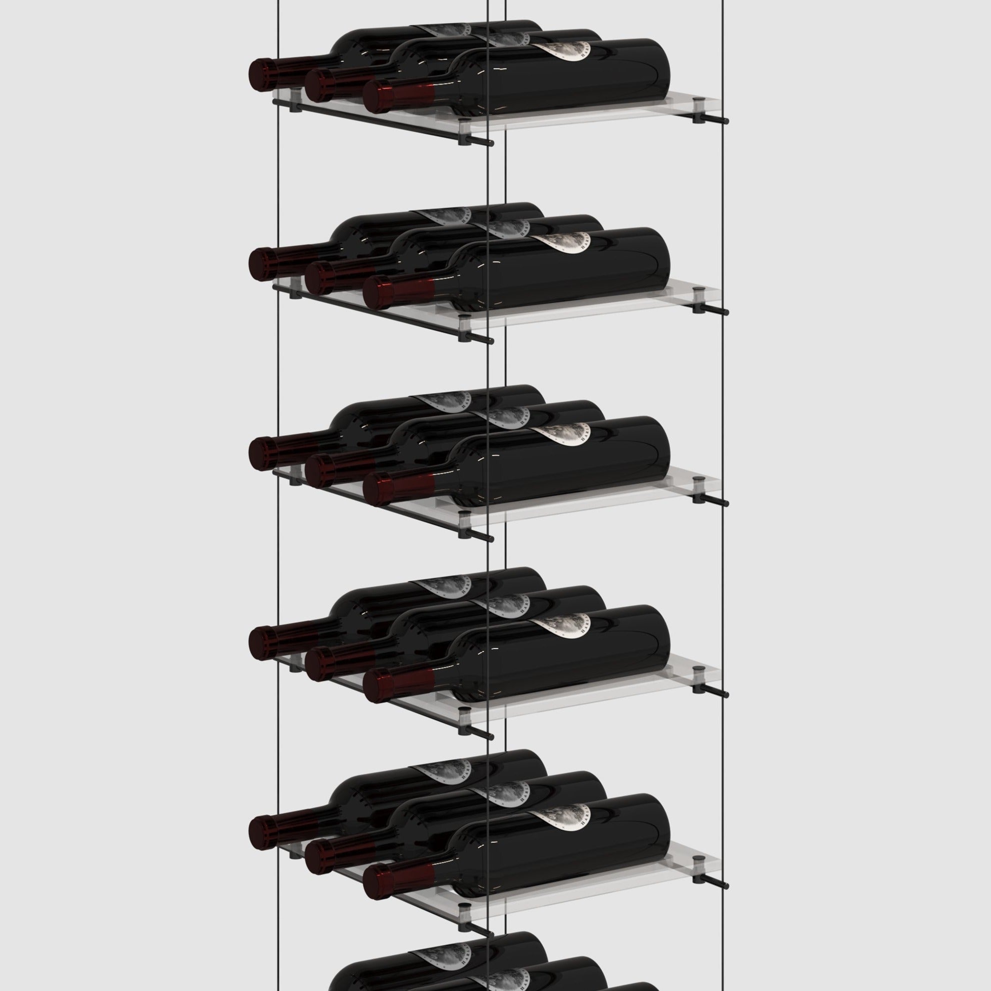 Triple Lumina Black Cable Wine Display - Genuwine Cellars Reserve