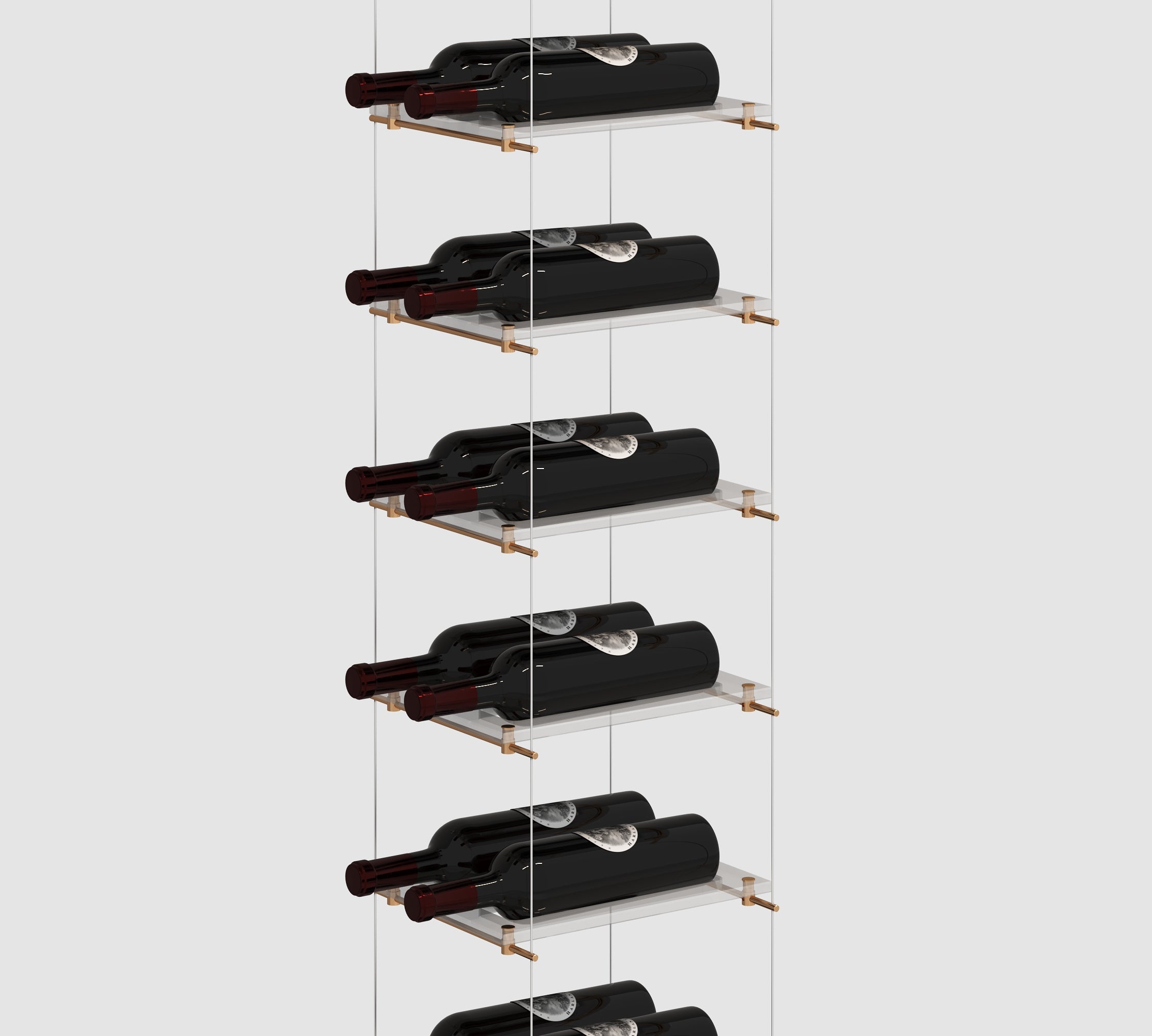 Lumina double floating wine rack - gold display - Genuwine Cellars Shop