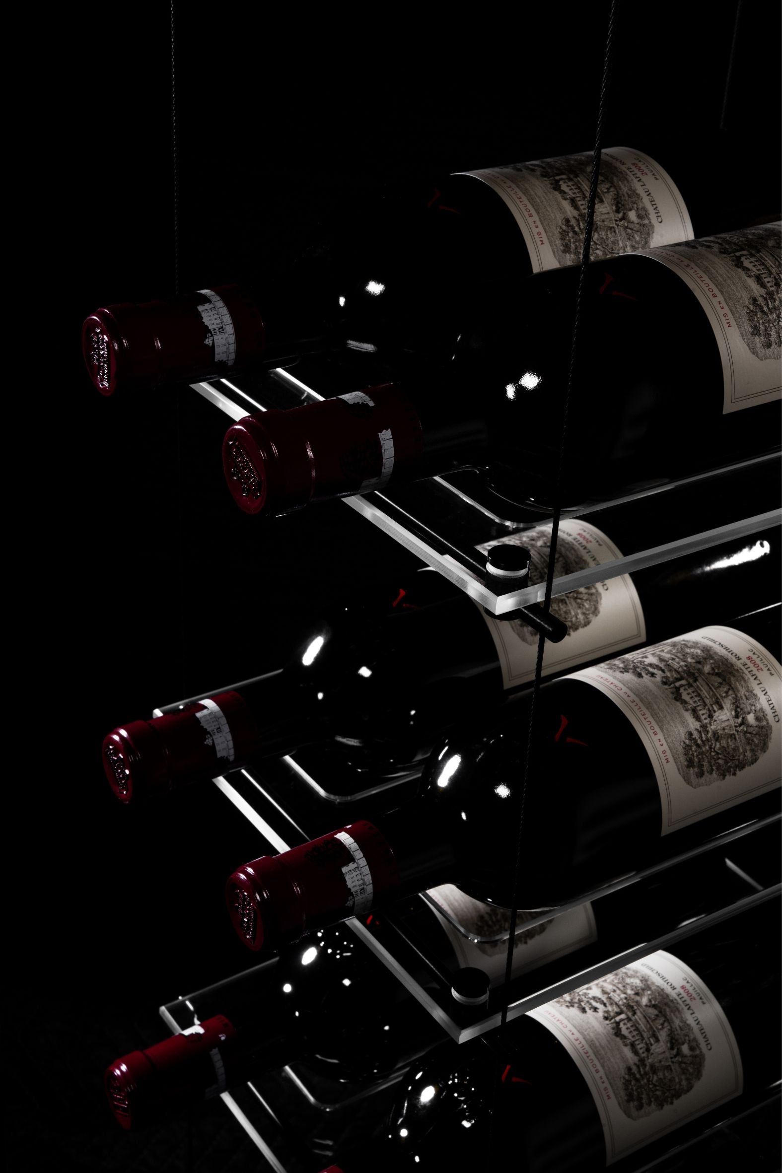 Lumina Black Double Cable Wine Rack - Genuwine Cellars Reserve