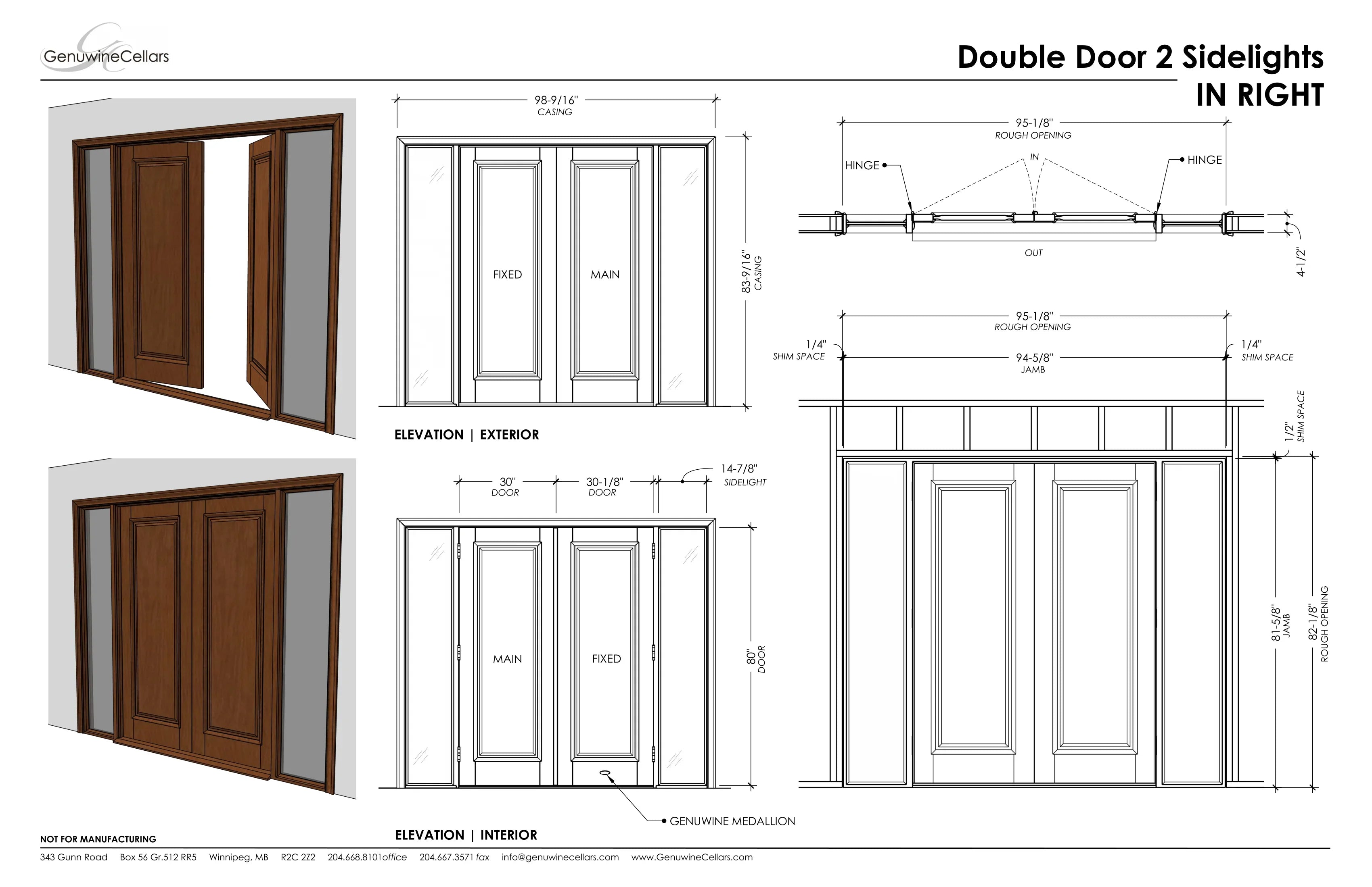 Panel Double Cellar Door, 2 Sidelights Cherry with Lacquer / IN / LEFT-Cherry with Lacquer / IN / RIGHT-Cherry with Lacquer / OUT / LEFT-Cherry with Lacquer / OUT / RIGHT-Cherry NO Lacquer / IN / LEFT Genuwine Cellars Reserve