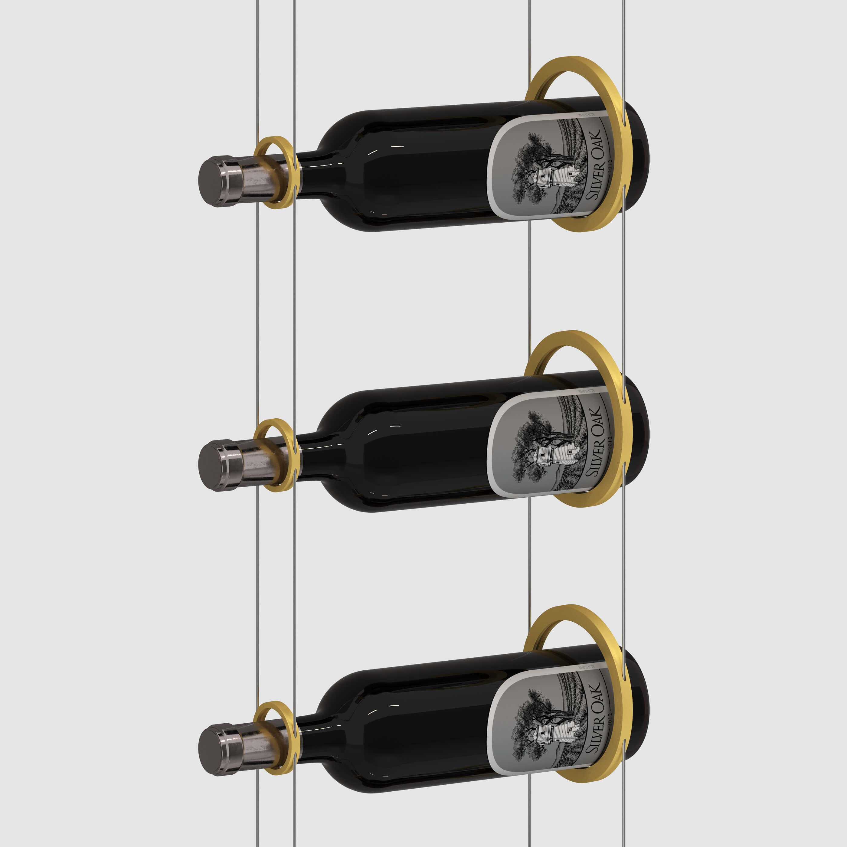 The Ring Cable Wine Display - Lite Silver / 6' - 9 Bottles-Silver / 6'6" - 10 Bottles-Silver / 7' - 11 Bottles-Silver / 7'6" - 12 Bottles-Silver / 8' - 13 Bottles Genuwine Cellars Reserve