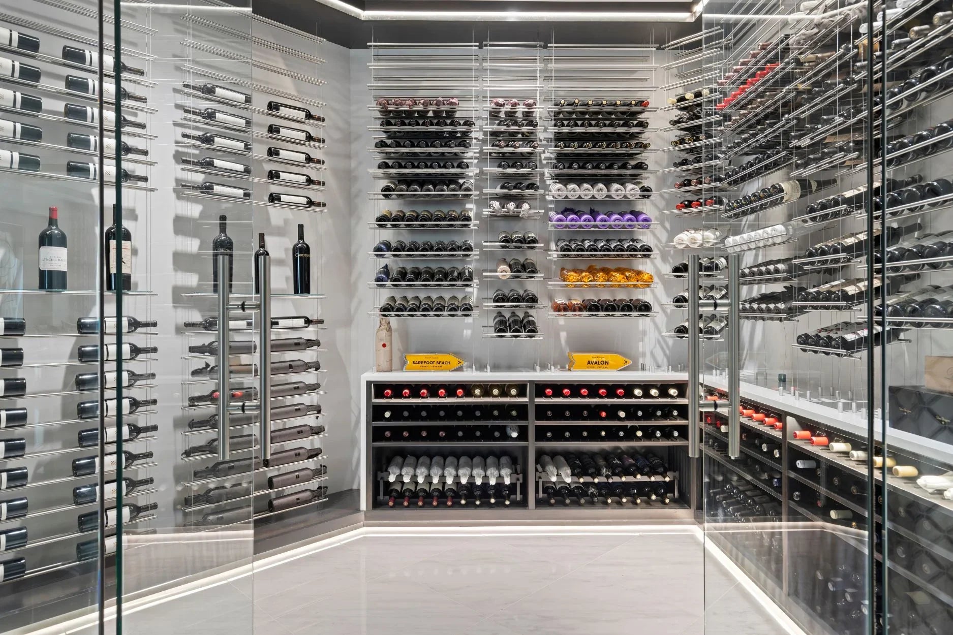 Label Line Cable Wine Display - Single Bottle Width Silver / Single Bottle Depth / 6'-Silver / Single Bottle Depth / 6'6"-Silver / Single Bottle Depth / 7'-Silver / Single Bottle Depth / 7'6"-Silver / Single Bottle Depth / 8' Genuwine Cellars Reserve
