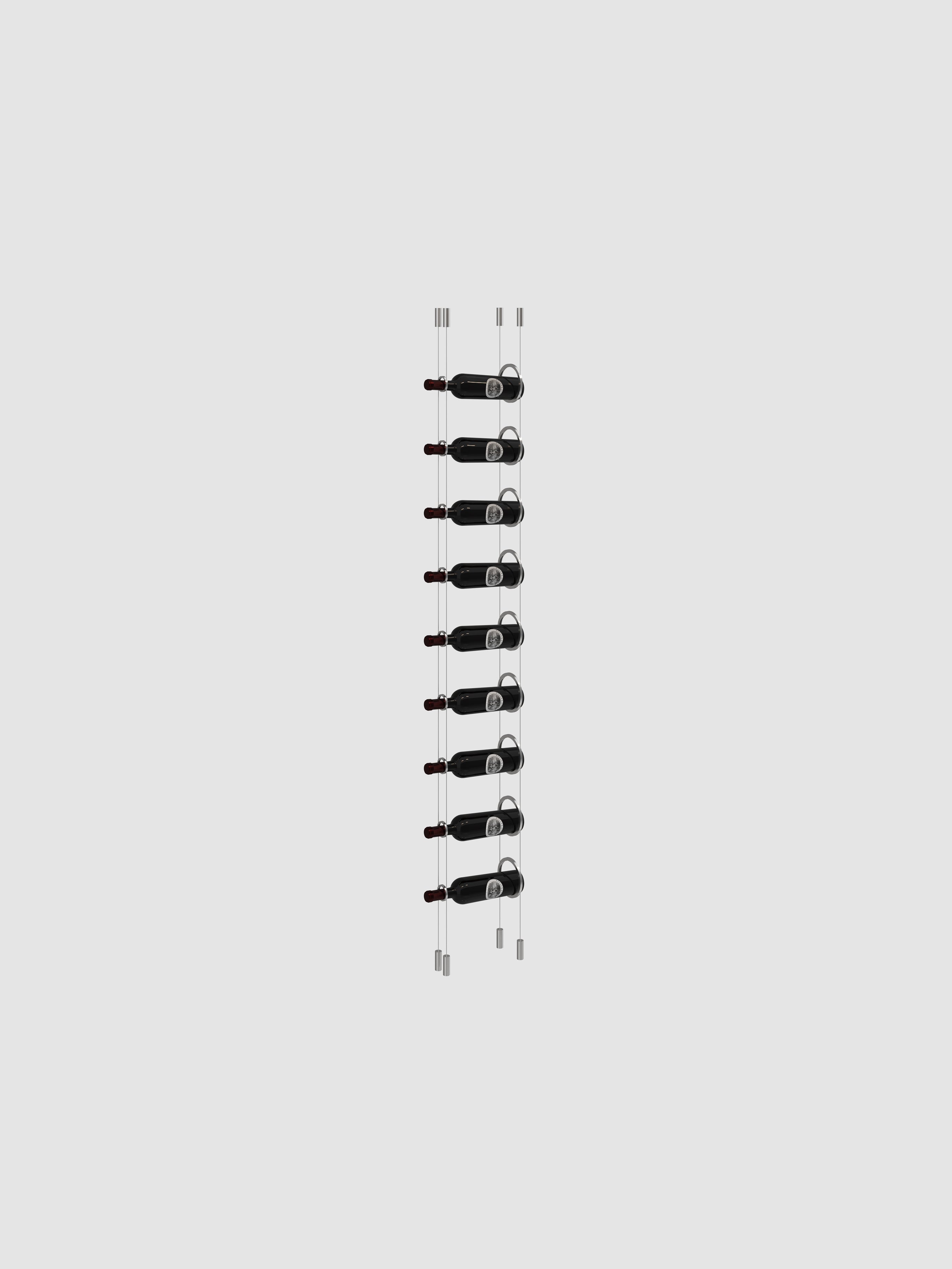 The Ring Cable Wine Display - Lite Silver / 6' - 9 Bottles-Silver / 6'6" - 10 Bottles-Silver / 7' - 11 Bottles-Silver / 7'6" - 12 Bottles-Silver / 8' - 13 Bottles Genuwine Cellars Reserve