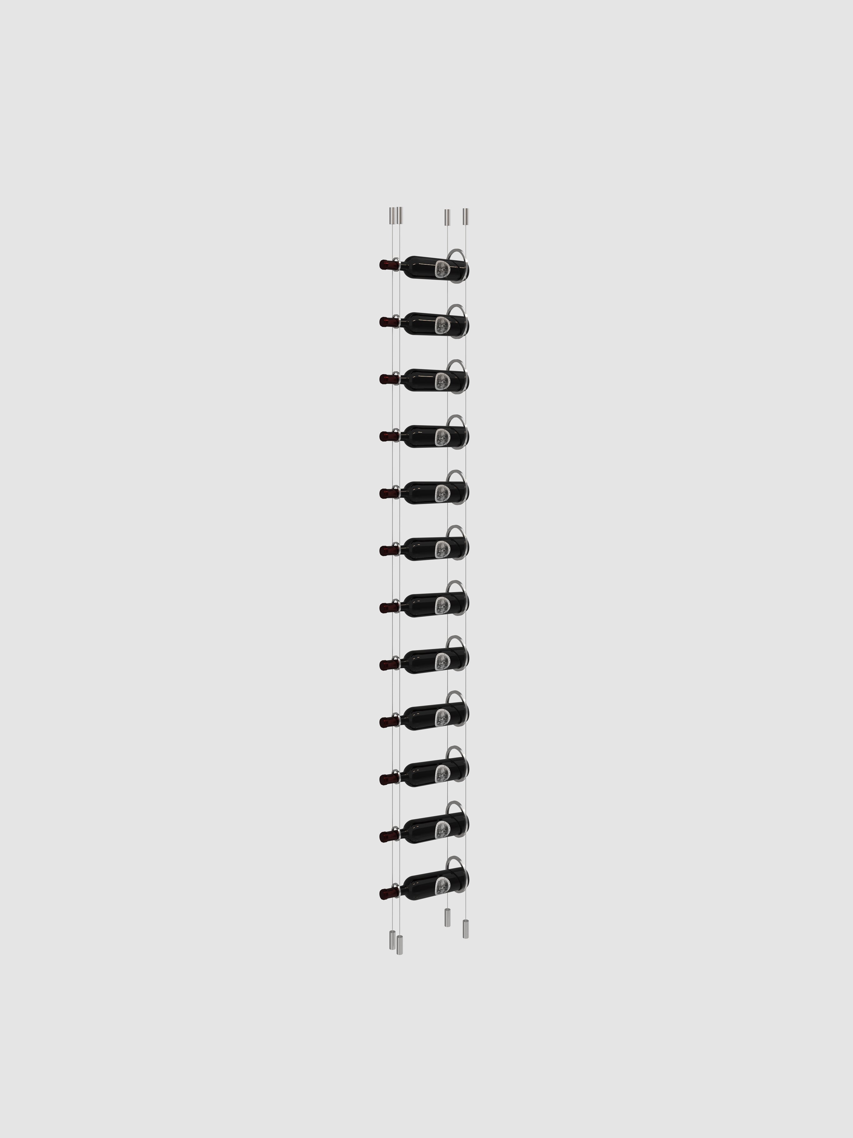 The Ring Cable Wine Display - Lite Silver / 6' - 9 Bottles-Silver / 6'6" - 10 Bottles-Silver / 7' - 11 Bottles-Silver / 7'6" - 12 Bottles-Silver / 8' - 13 Bottles Genuwine Cellars Reserve