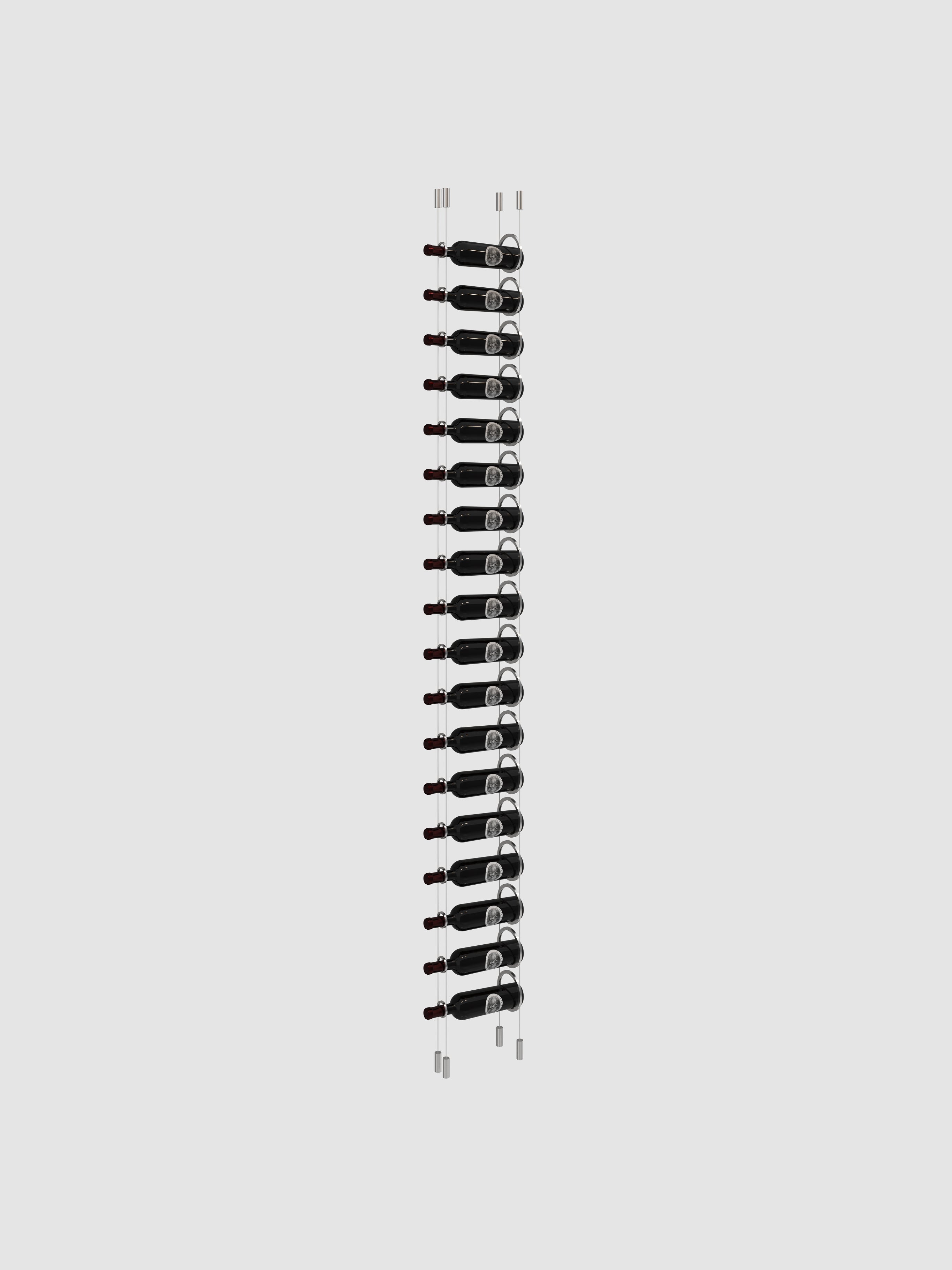 The Ring Cable Wine Display - Lite Silver / 6' - 9 Bottles-Silver / 6'6" - 10 Bottles-Silver / 7' - 11 Bottles-Silver / 7'6" - 12 Bottles-Silver / 8' - 13 Bottles Genuwine Cellars Reserve
