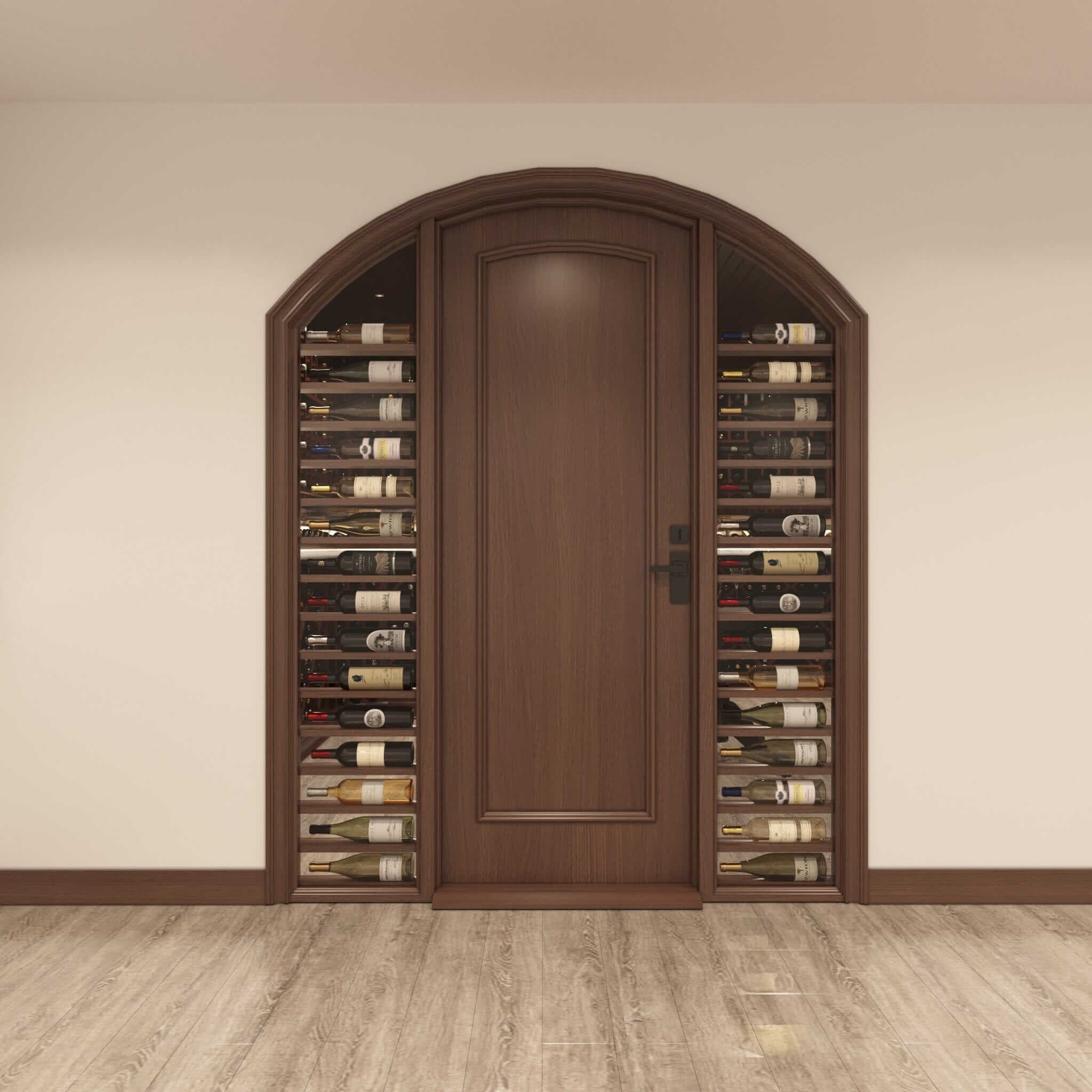 wood ARCHED wine cellar doors 2 sidelights - genuwine cellars shop