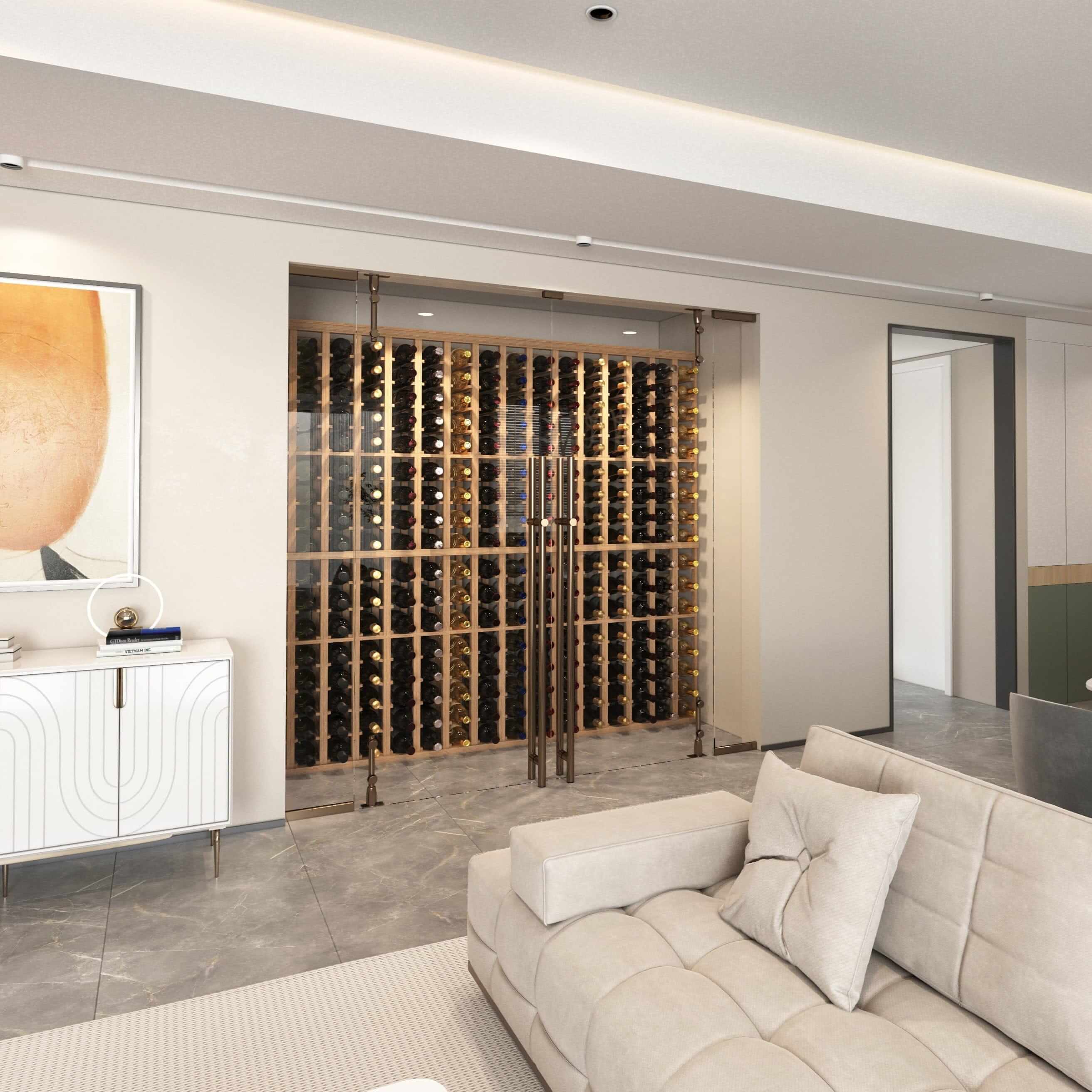 Elite Kit Rack Single Column Magnum Bottle Modular Wine Rack - Glass enclosed design