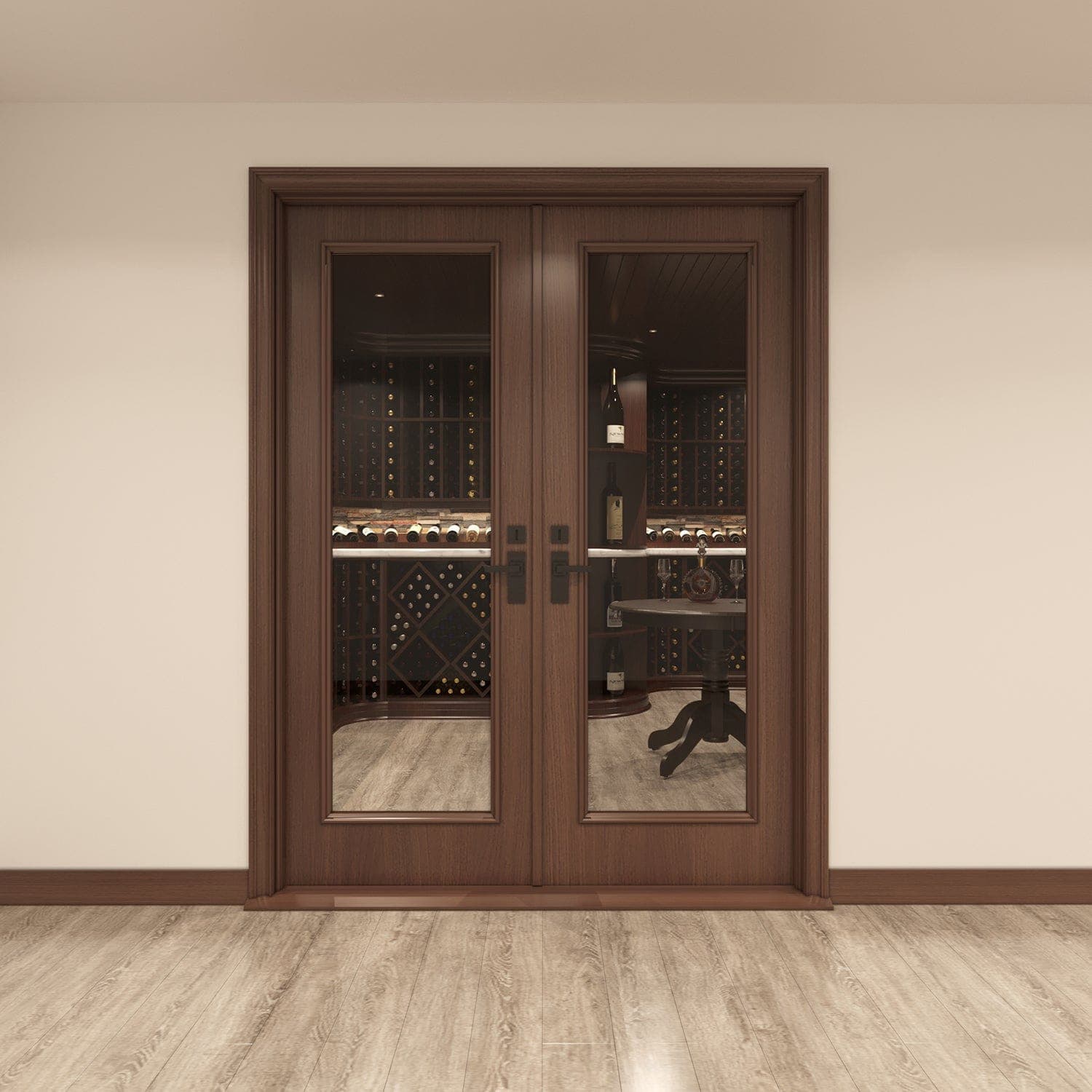 custom wine cellar glass door by Genuwine Cellars