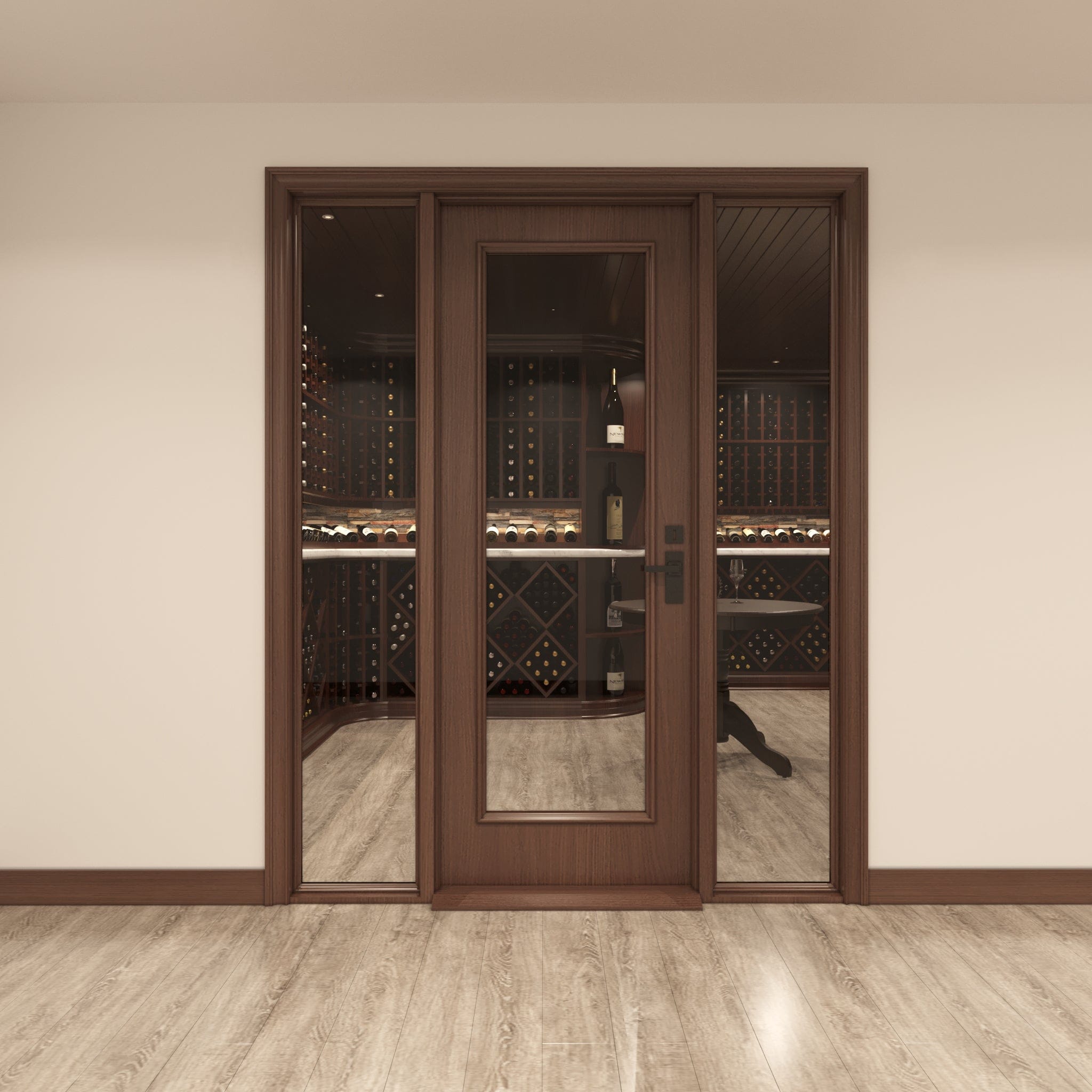 Single wine cellar glass Door with Sidelights by Genuwine Cellars