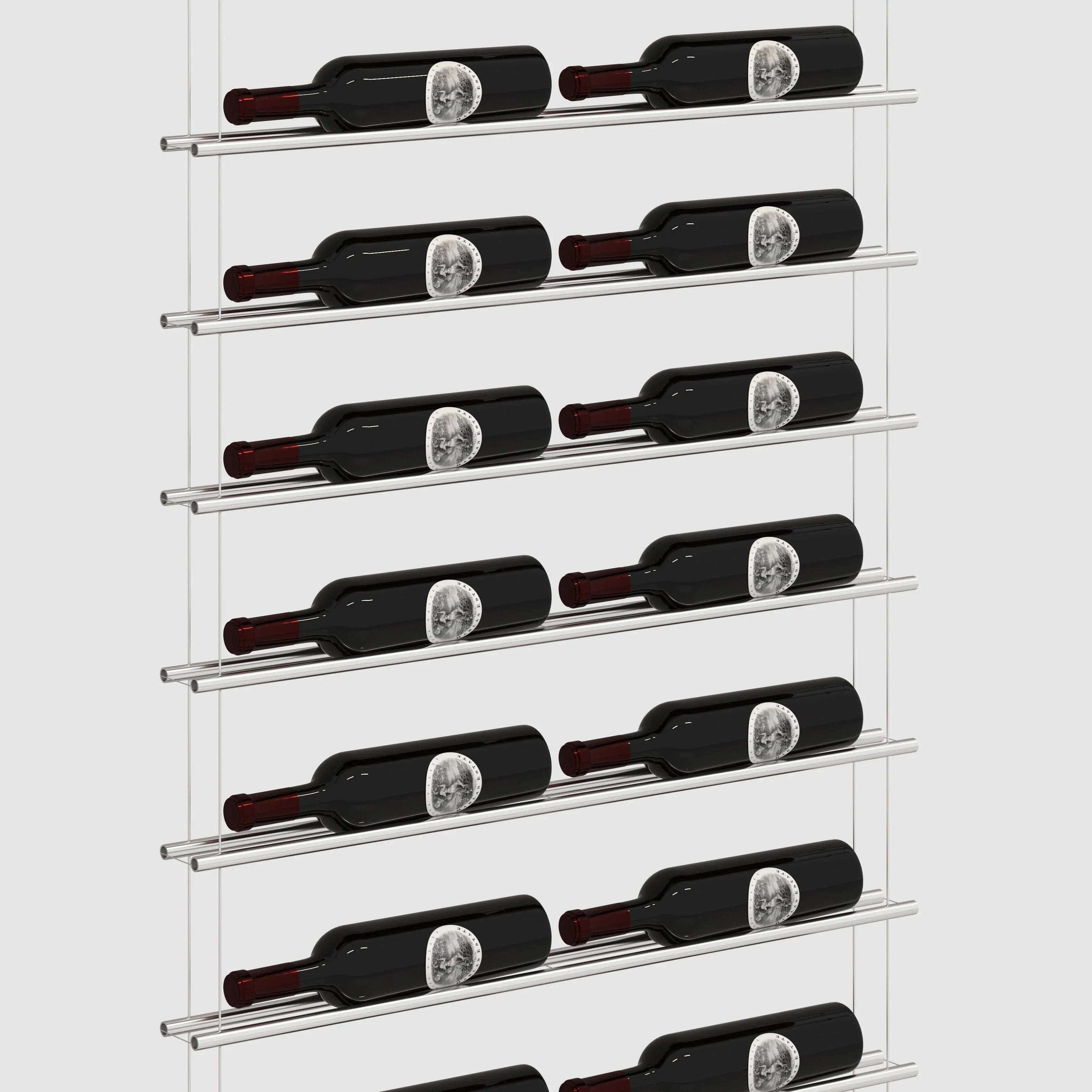 Label Line Silver Double Bottle Width cable wine rack by Genuwine Cellars