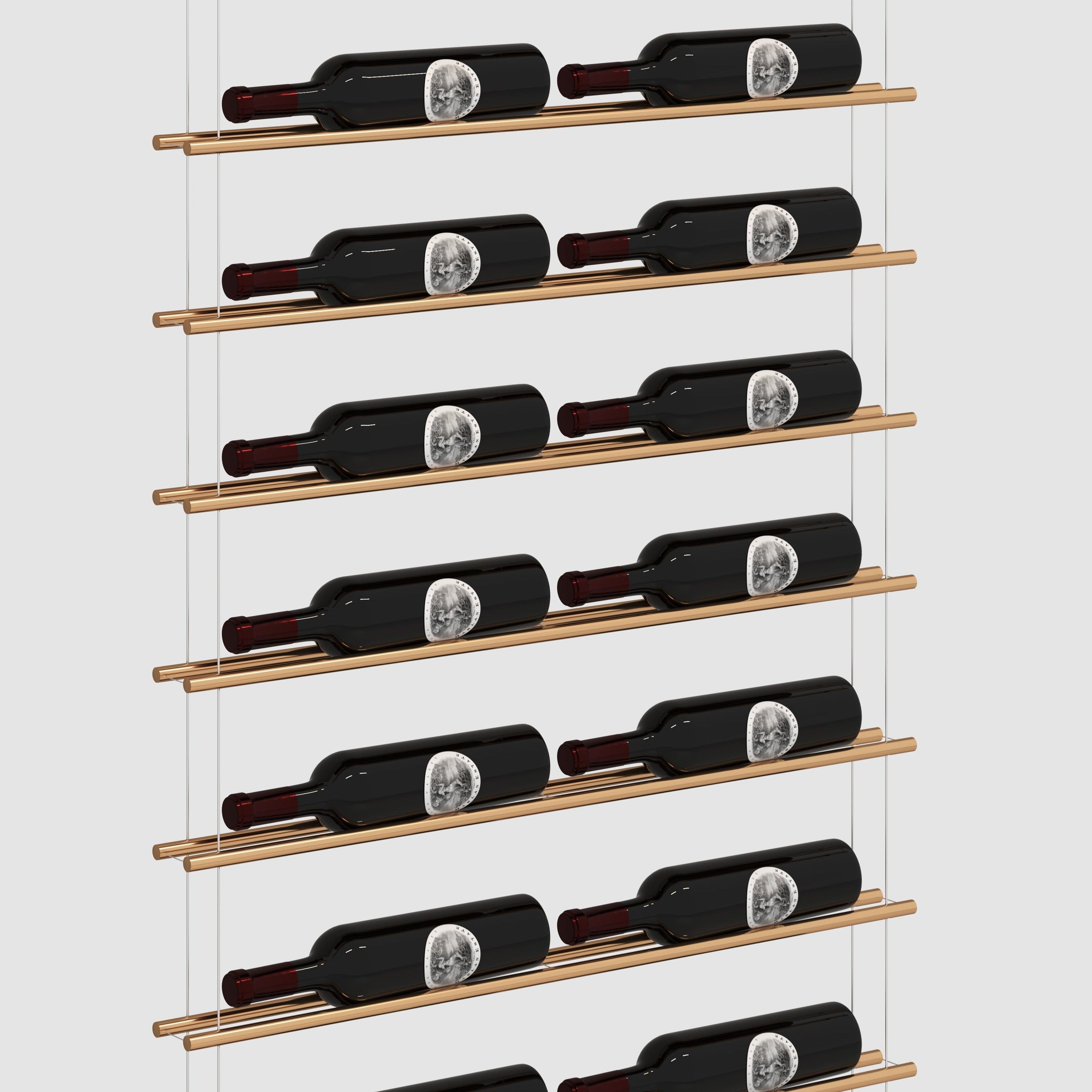 Label Line Gold Double Bottle Width cable wine rack by Genuwine Cellars