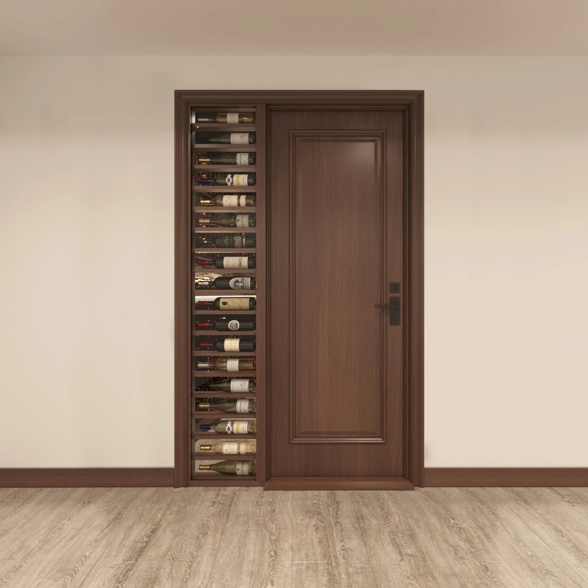 Panel Door, 1 Sidelight w/ Horizontal Display Cherry with Lacquer / IN / LEFT-Cherry with Lacquer / IN / RIGHT-Cherry with Lacquer / OUT / LEFT-Cherry with Lacquer / OUT / RIGHT-Cherry NO Lacquer / IN / LEFT Genuwine Cellars Reserve