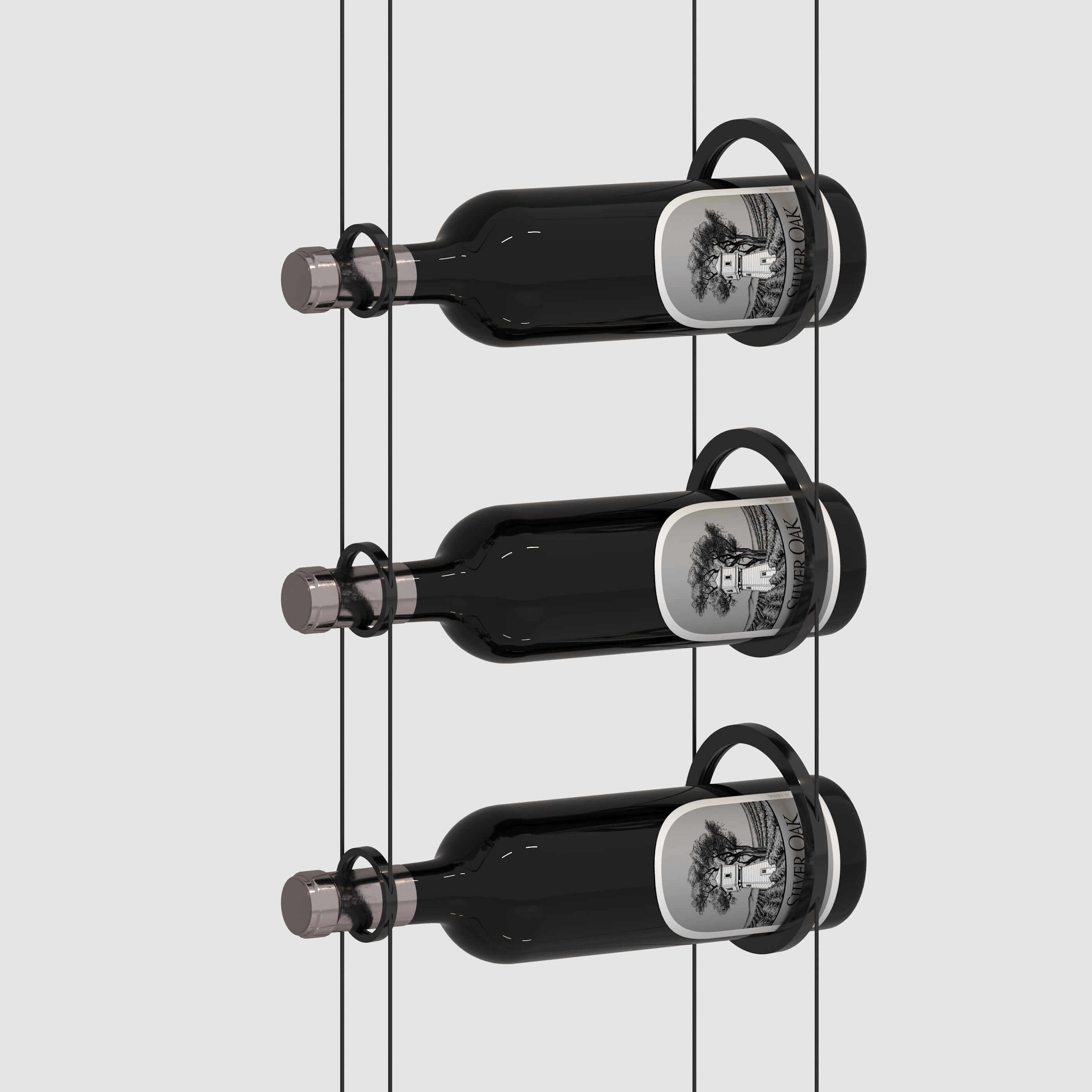 The Ring Cable Wine Display - Lite Silver / 6' - 9 Bottles-Silver / 6'6" - 10 Bottles-Silver / 7' - 11 Bottles-Silver / 7'6" - 12 Bottles-Silver / 8' - 13 Bottles Genuwine Cellars Reserve