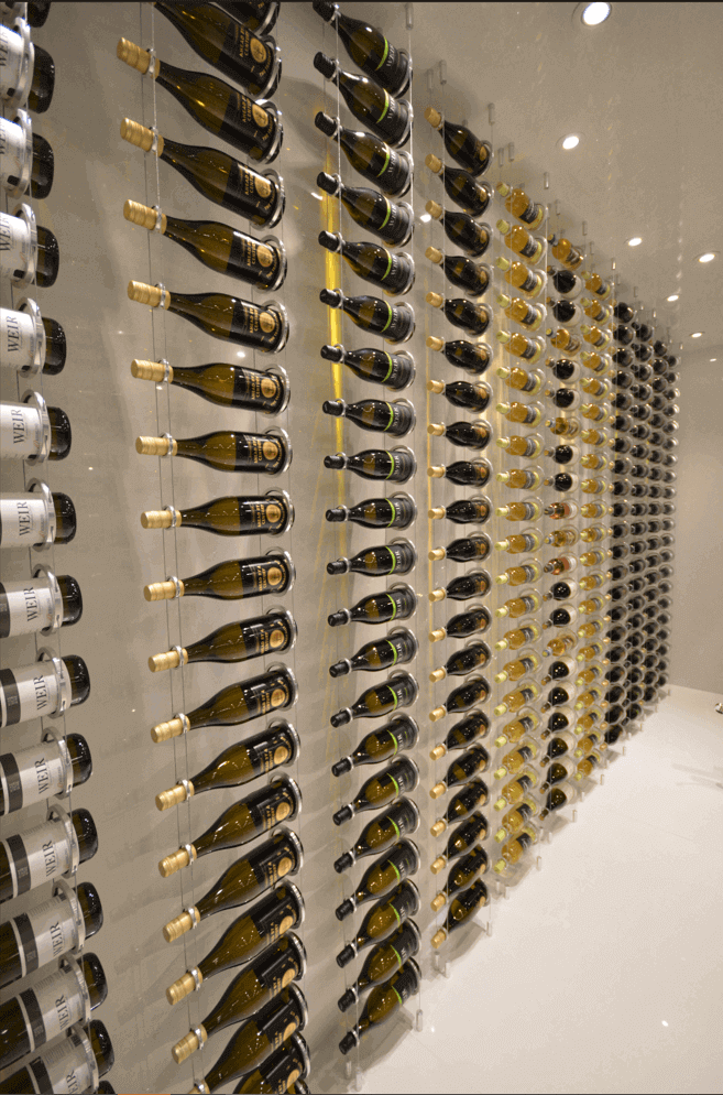 The Ring Cable Wine Display - Lite Silver / 6' - 9 Bottles-Silver / 6'6" - 10 Bottles-Silver / 7' - 11 Bottles-Silver / 7'6" - 12 Bottles-Silver / 8' - 13 Bottles Genuwine Cellars Reserve