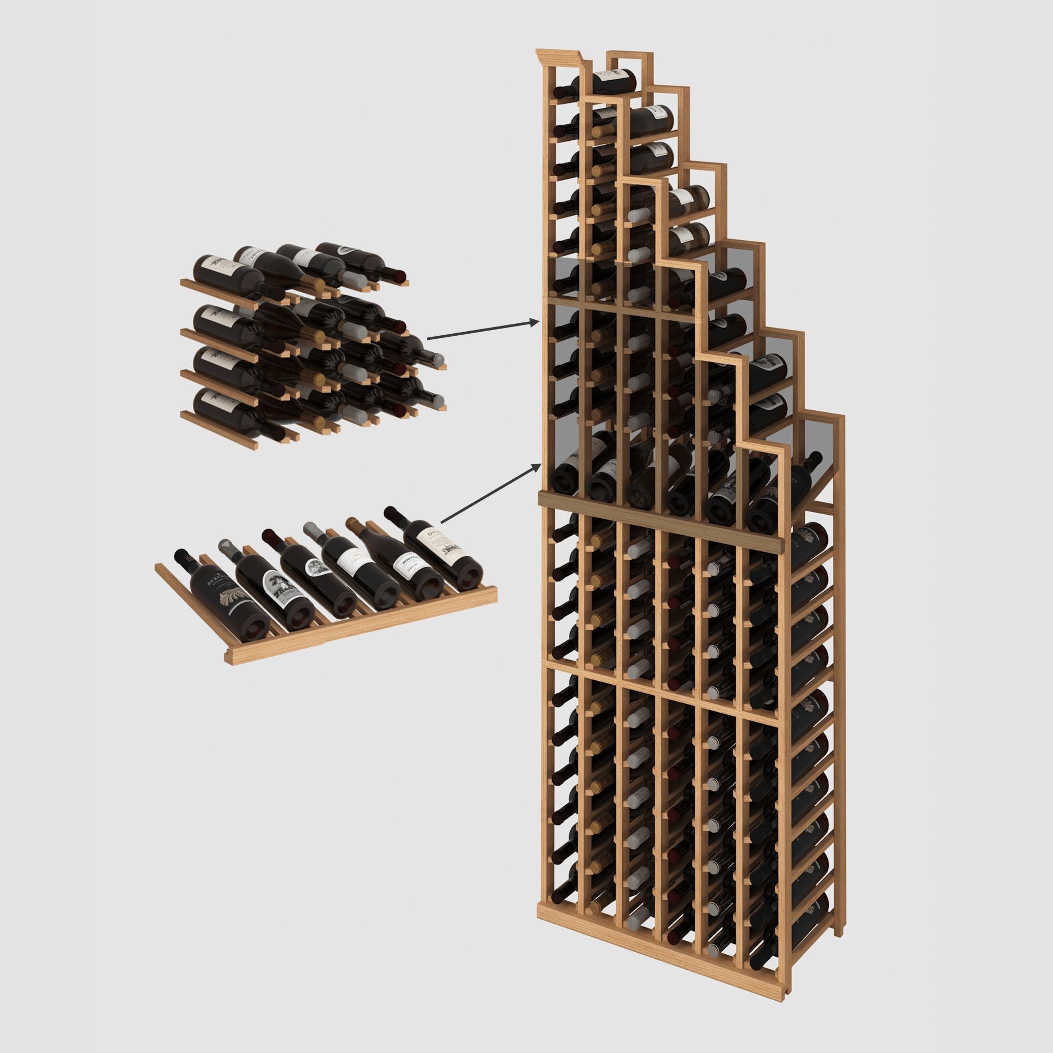 Elite Kit Rack Waterfall Wine Rack (Right), 750ml (95 Bottles)  Mahogany  Genuwine Cellars Reserve