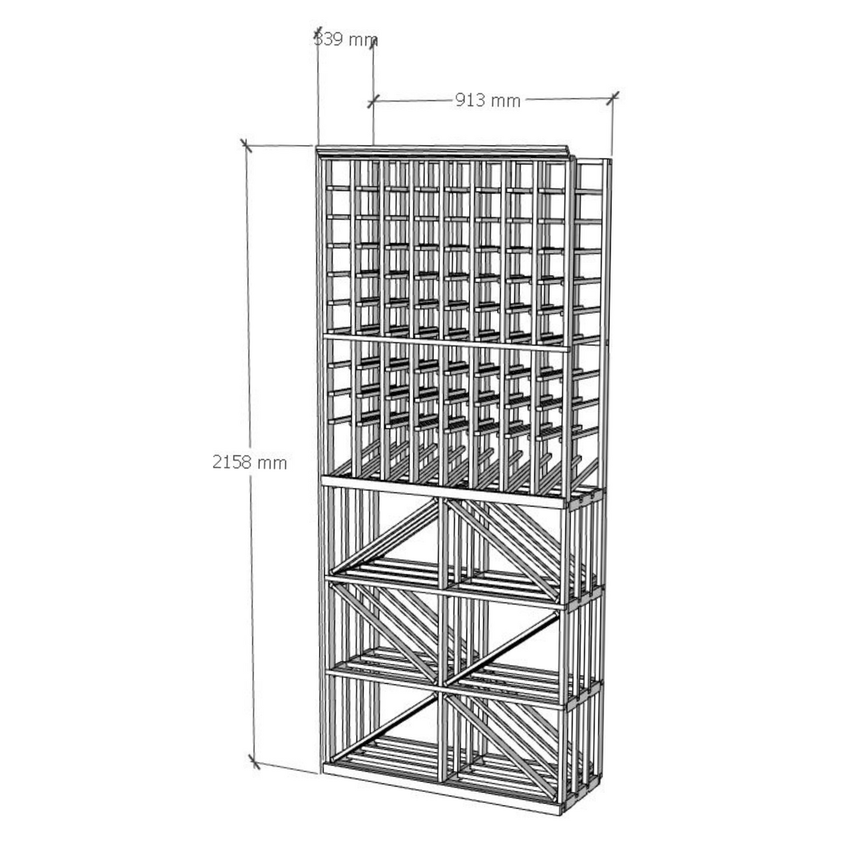 Elite Kit Rack 8-Column & Diamond Bin Modular Wine Rack