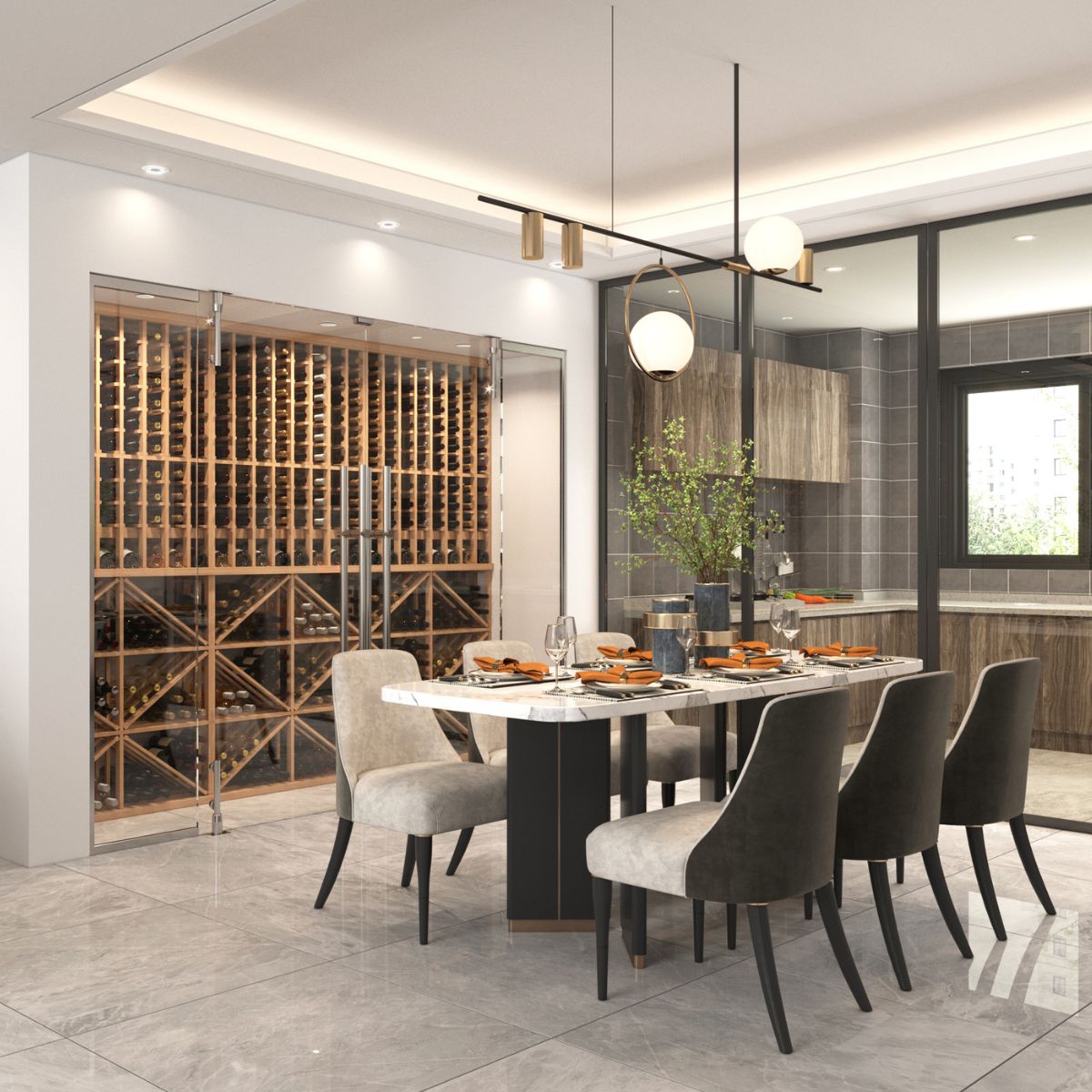 modular wooden wine rack in kitchen design - Genuwine Cellars Reserve