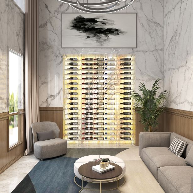 contemporary wine wall with cable wine racking - Genuwine Cellars Reserve