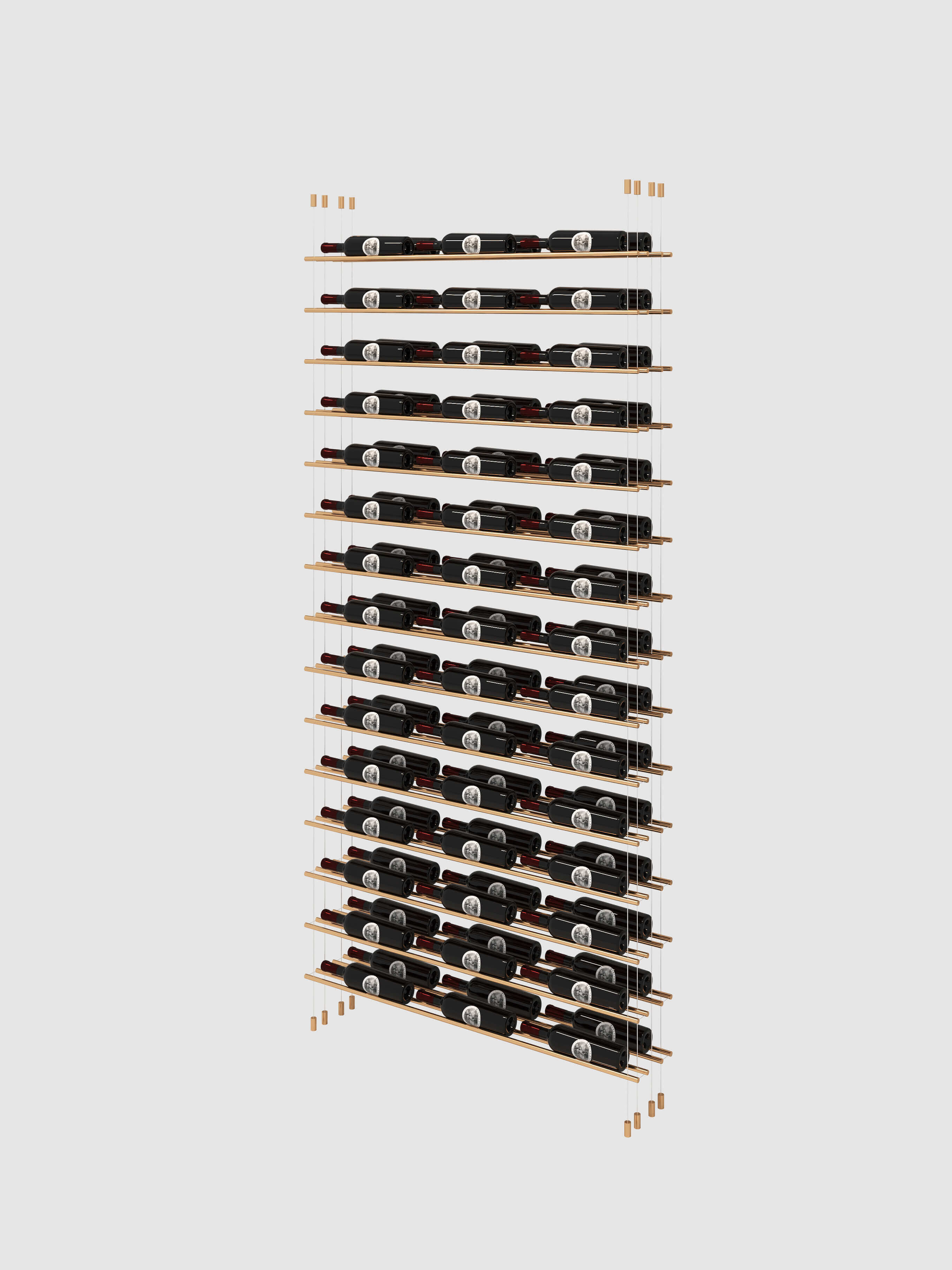 Label Line Gold Triple Bottle Width full display floating wine rack