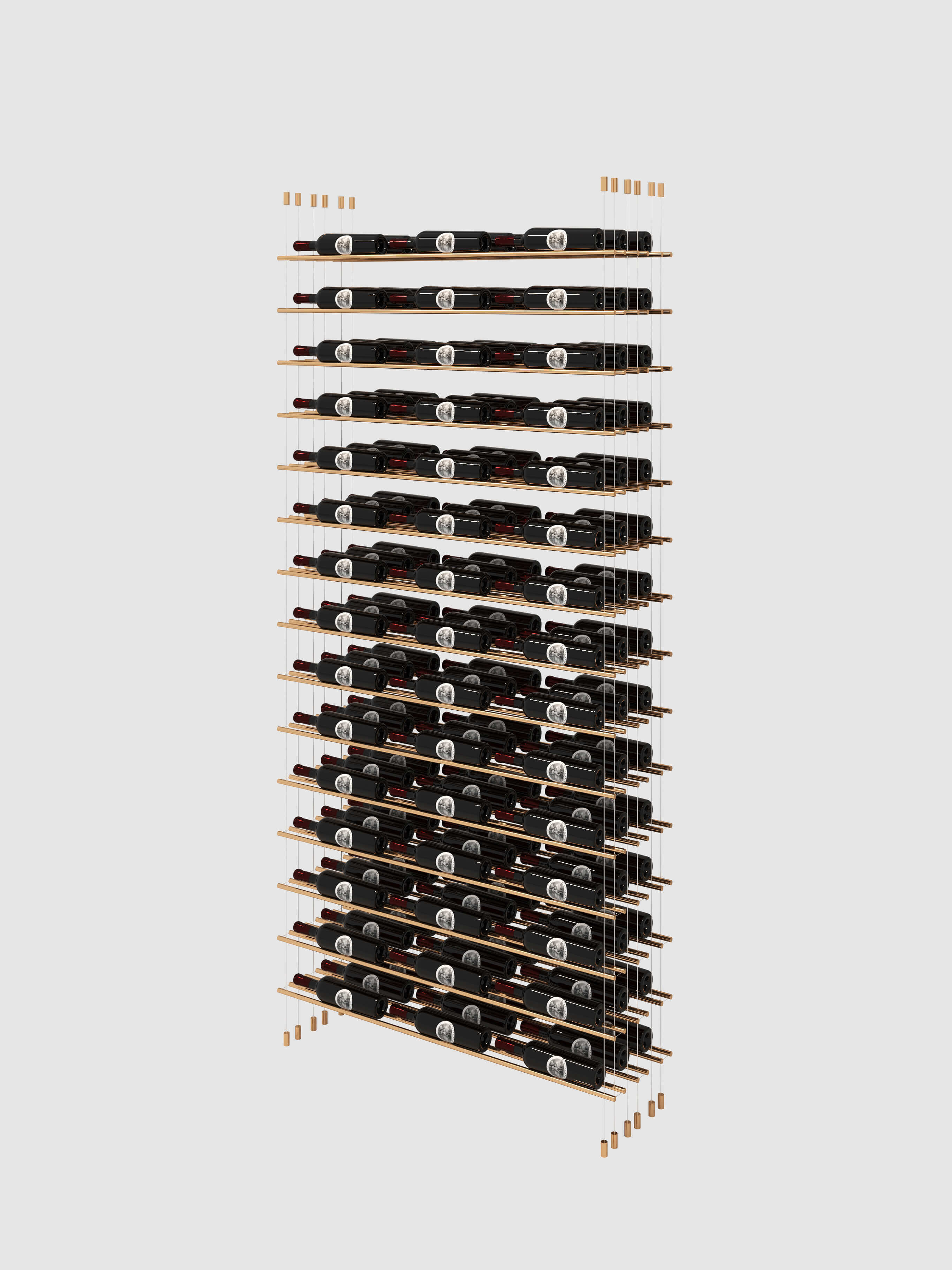 contemporary wine rack Label Line Gold Triple Bottle Width by Genuwine Cellars