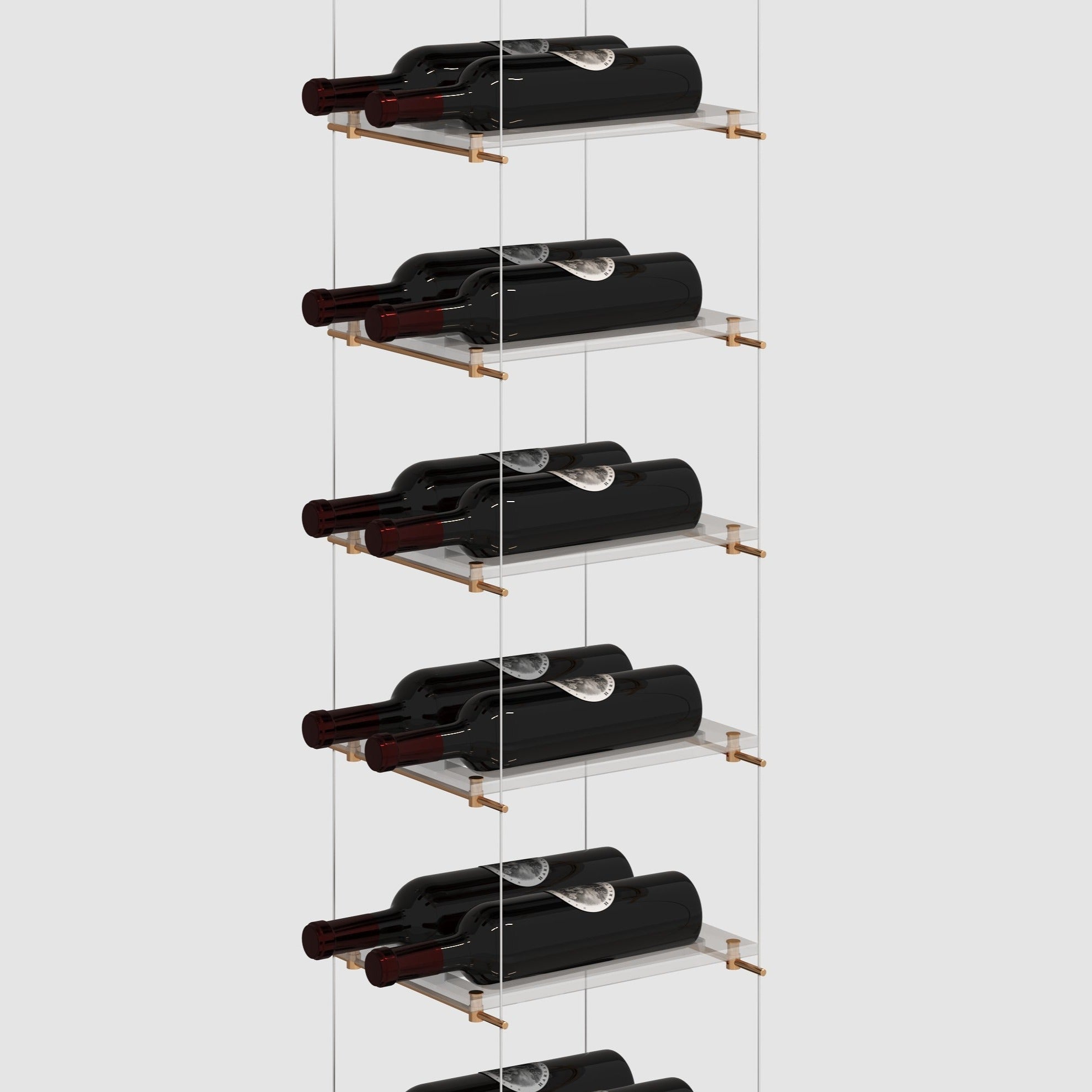 Lumina double floating wine rack - gold display - Genuwine Cellars Reserve