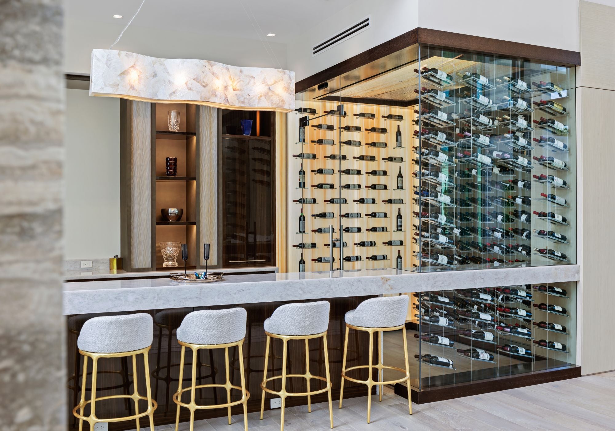 glass wine cellar with cable racks - Gneuwine Cellars Reserve