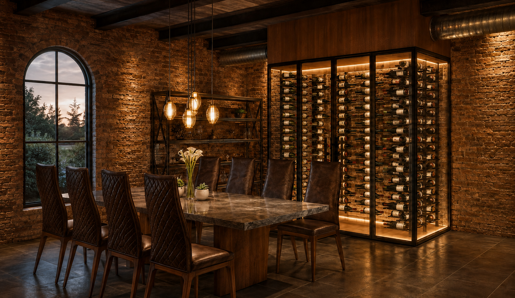 OPUS Collection - Gold Floating Wine Rack  6' / Cork Forward / 3000K  Genuwine Cellars Reserve