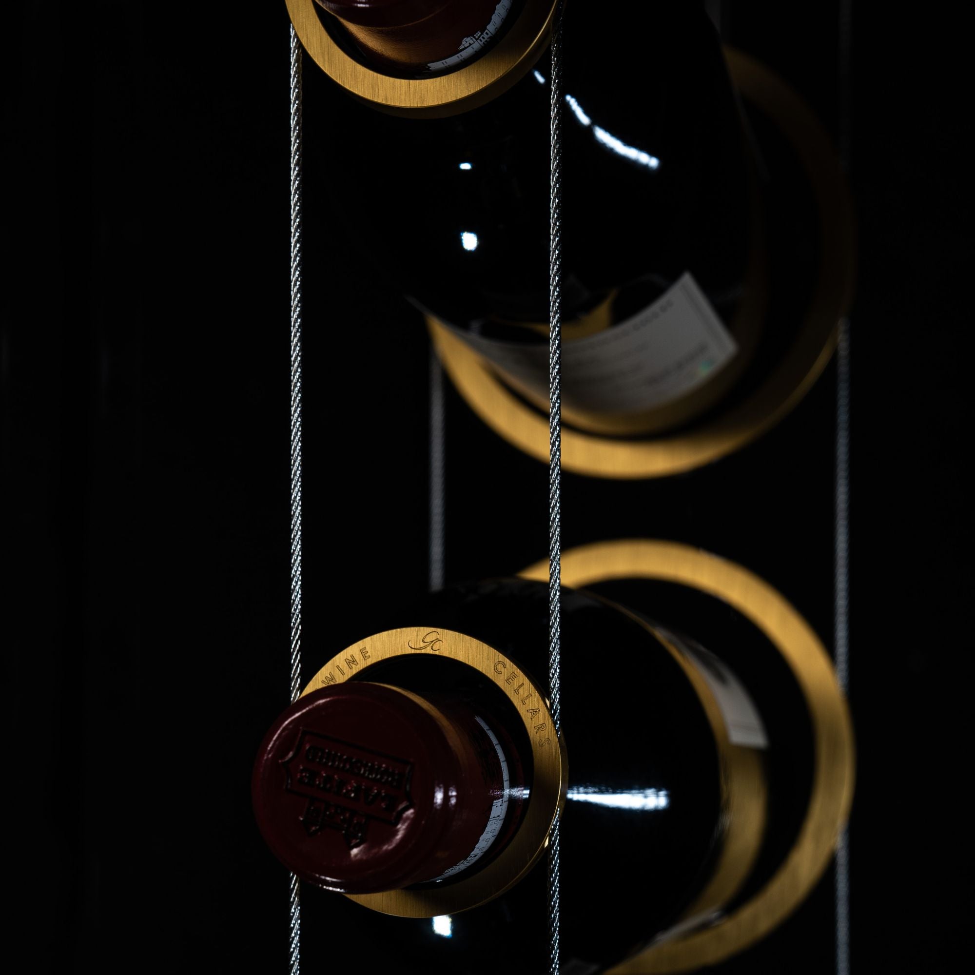 gold wine rack - cable wine systems - Genuwine Cellars Reserve