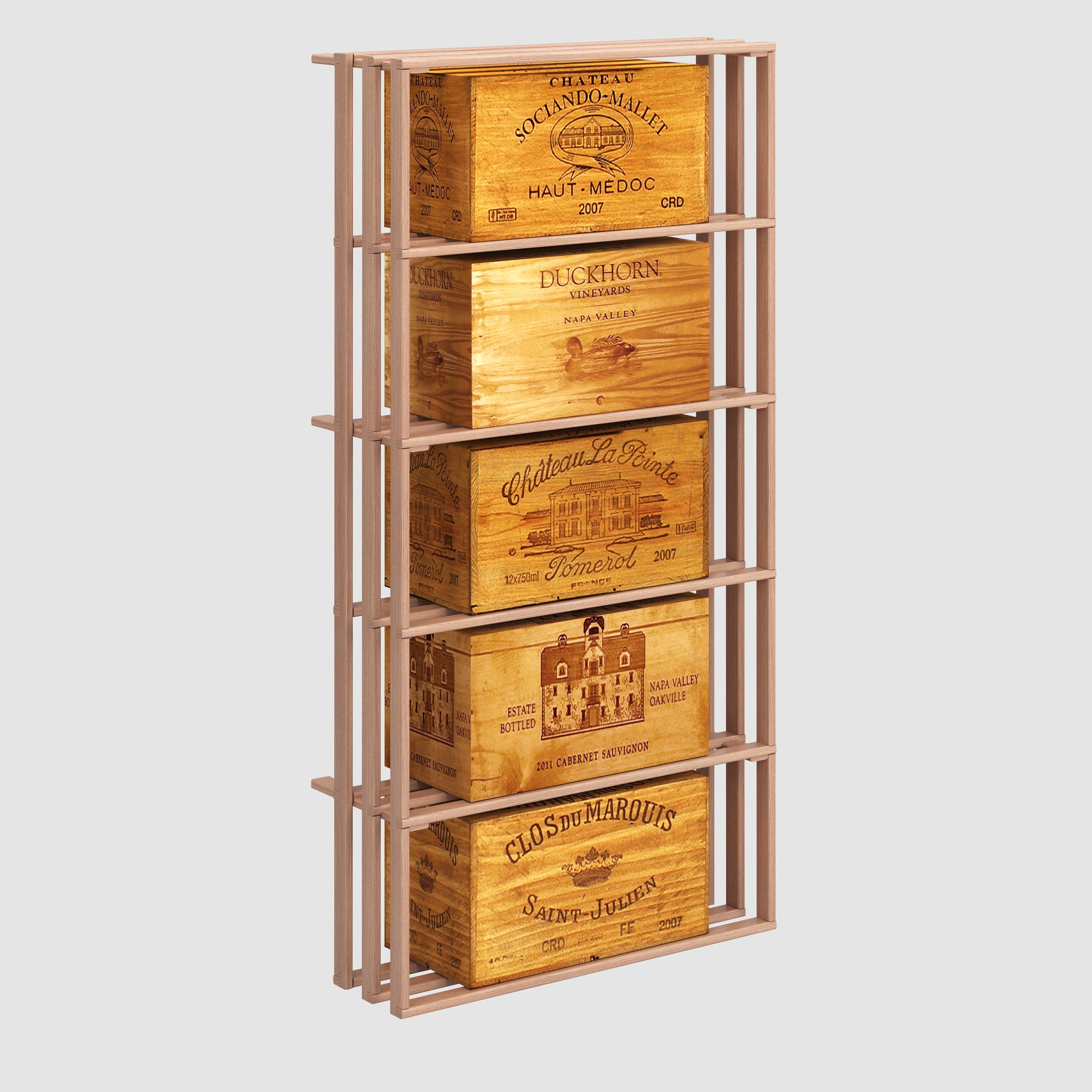 mahogany wooden wine rack for five wine cases - Genuwine Cellars Reserve