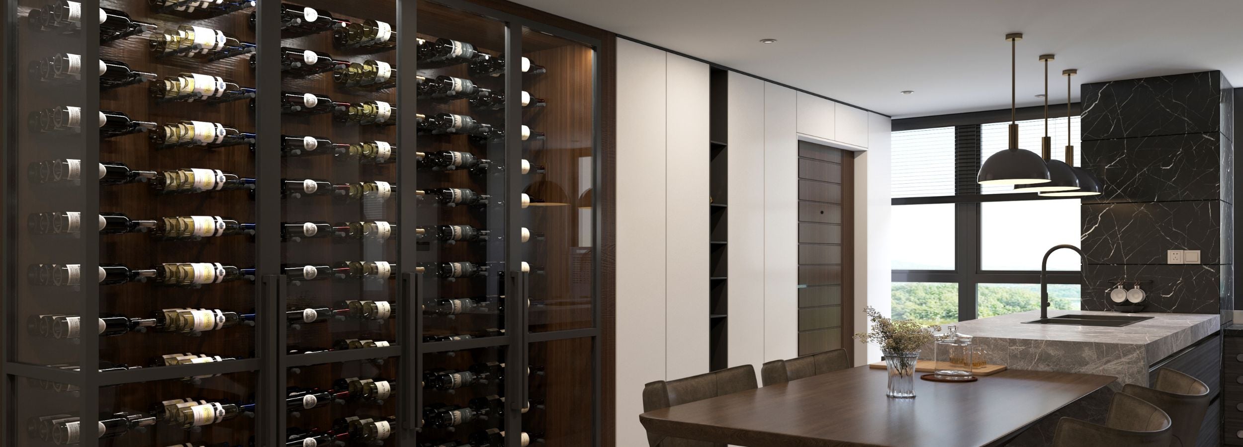 kitchen wine cellar with Whisperkool cooling unit - Genuwine Cellars Reserve