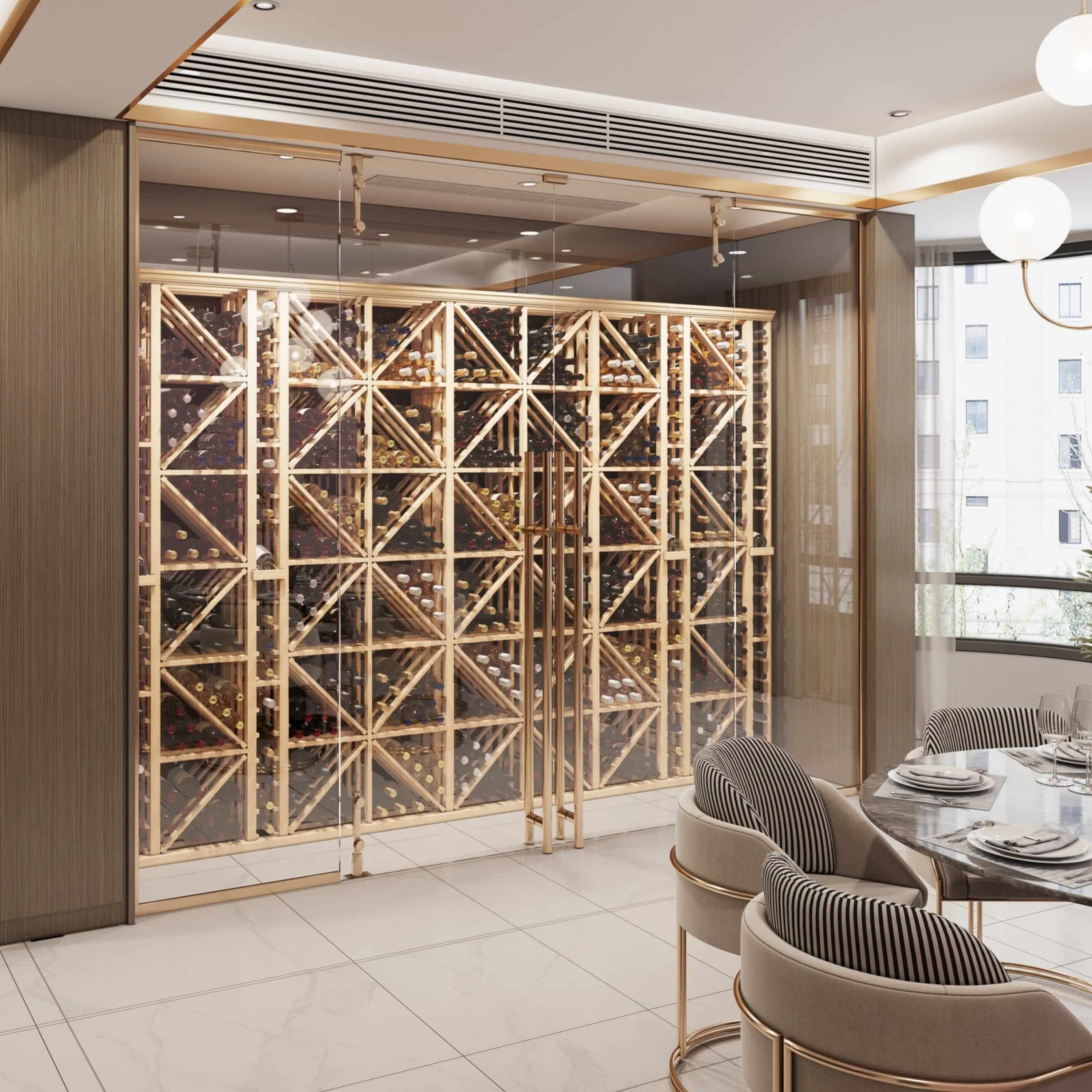 Elite Kit Rack Double Diamond Bin Modular Wine Rack  Mahogany  Genuwine Cellars Reserve