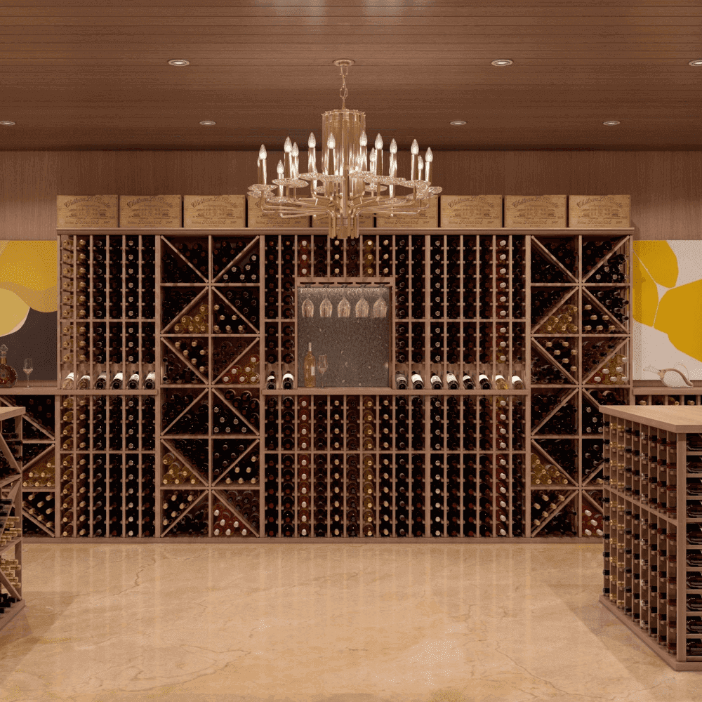 Elite Kit Rack Waterfall Wine Rack (Right), 750ml (95 Bottles)  Mahogany  Genuwine Cellars Reserve
